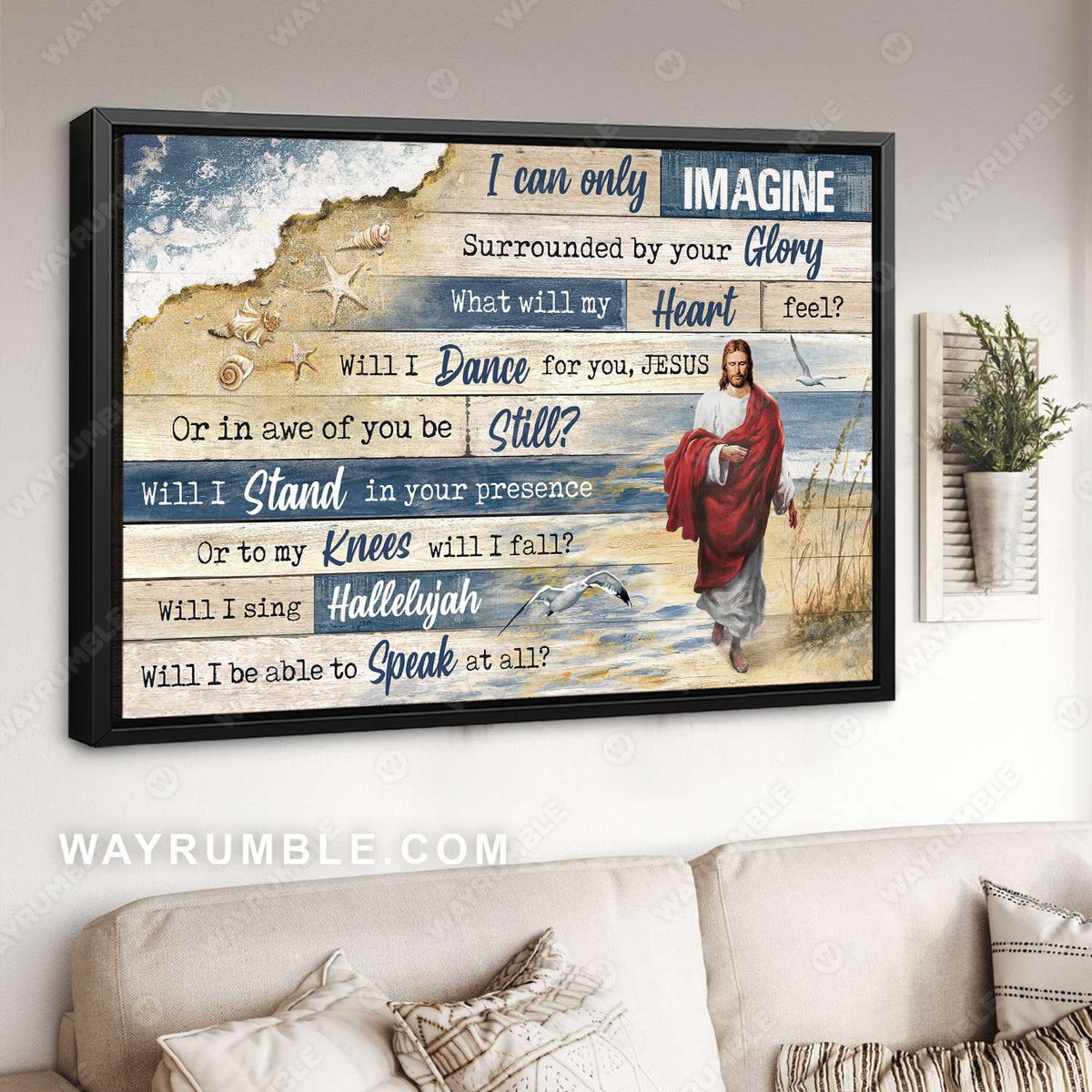  Beach painting, Jesus painting, Walking with Jesus, Jesus walks on beach, I can only imagine - Jesus Landscape Canvas Prints, Wall Art