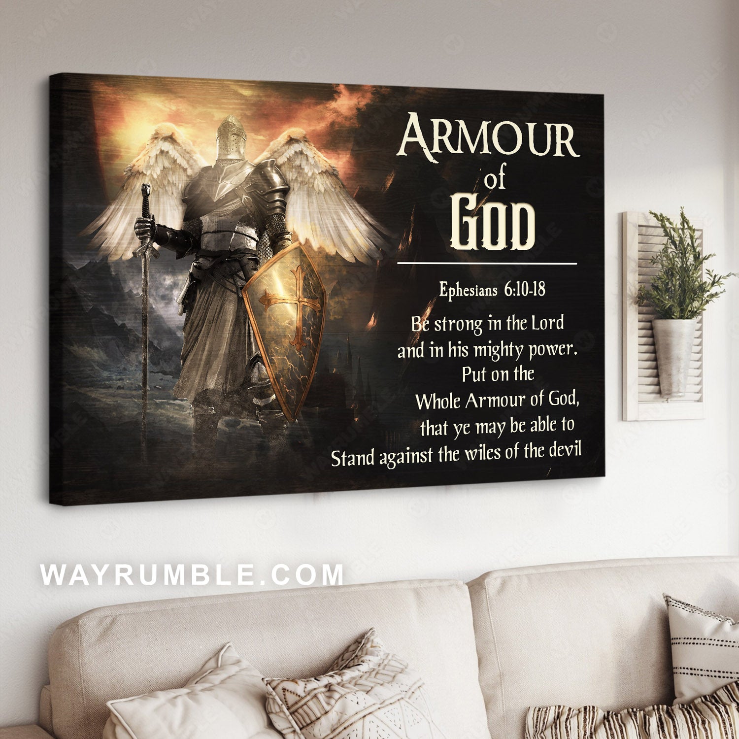 Armour of God, The knight with wings, Warrior of God - Jesus Landscape Canvas Prints, Christian Wall Art
