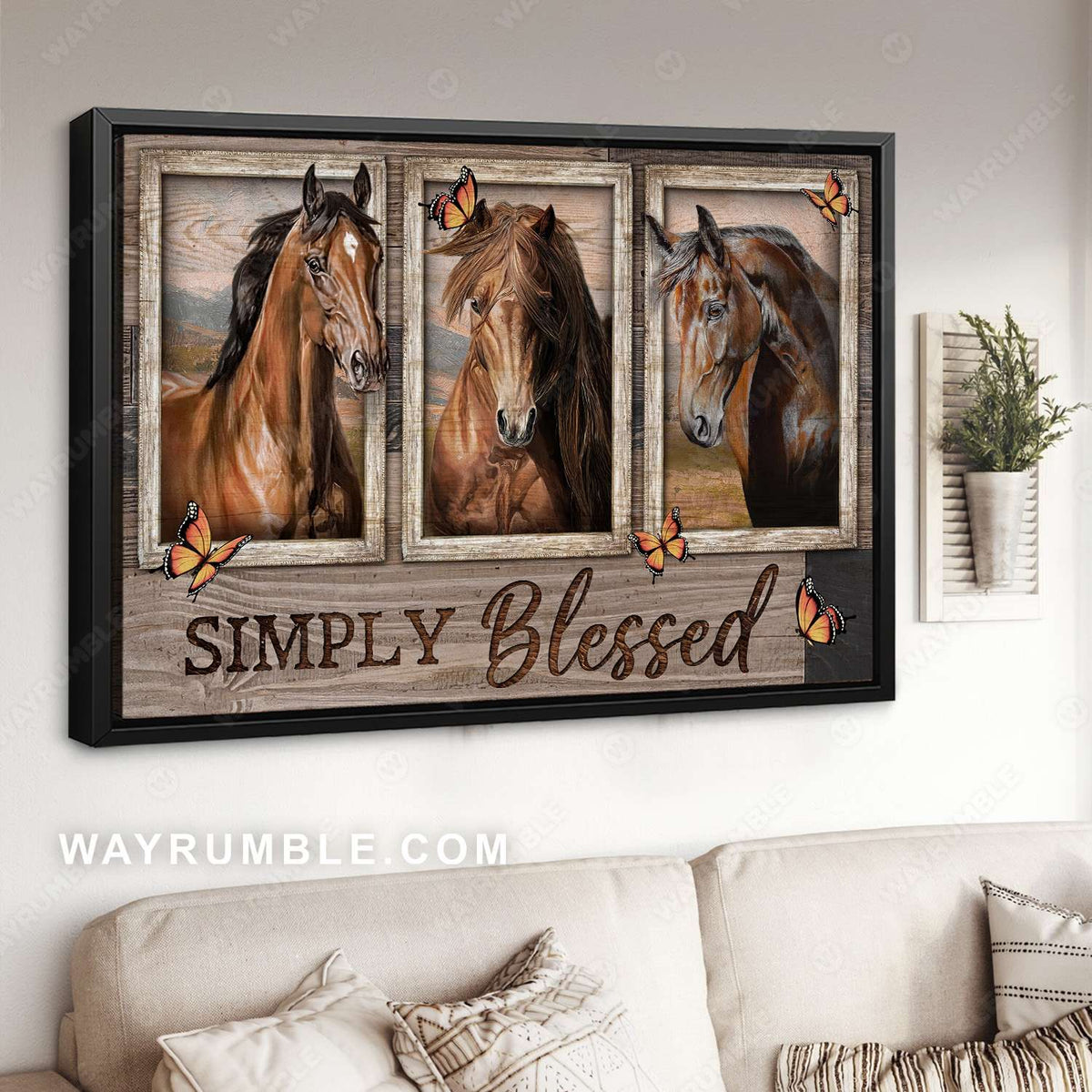 Horse painting, Amazing brown horses, Simply blessed - Jesus Landscape Canvas Prints, Wall Art