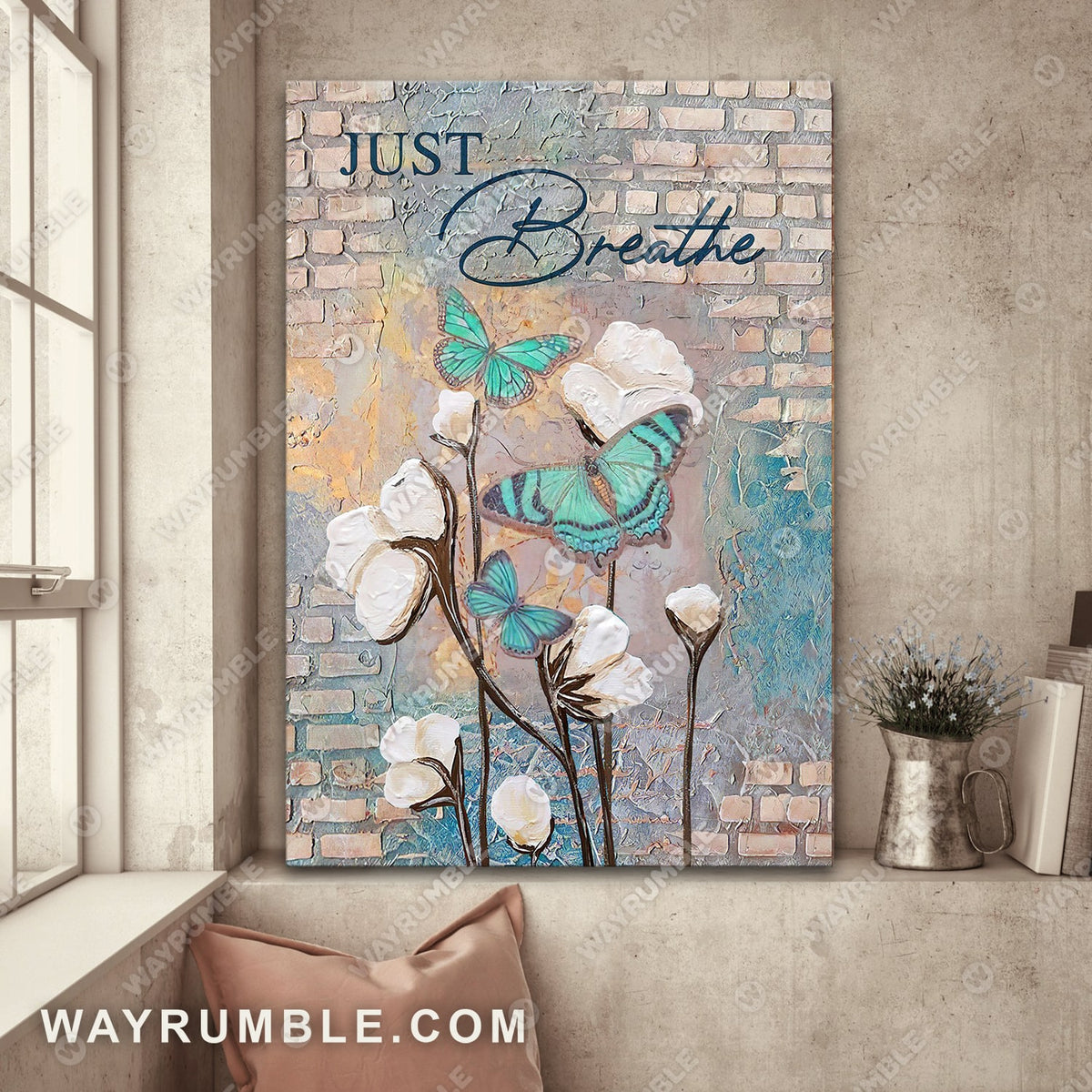 Cotton flower, Butterfly, On the wall, Just breathe - Jesus Portrait Canvas Prints, Wall Art