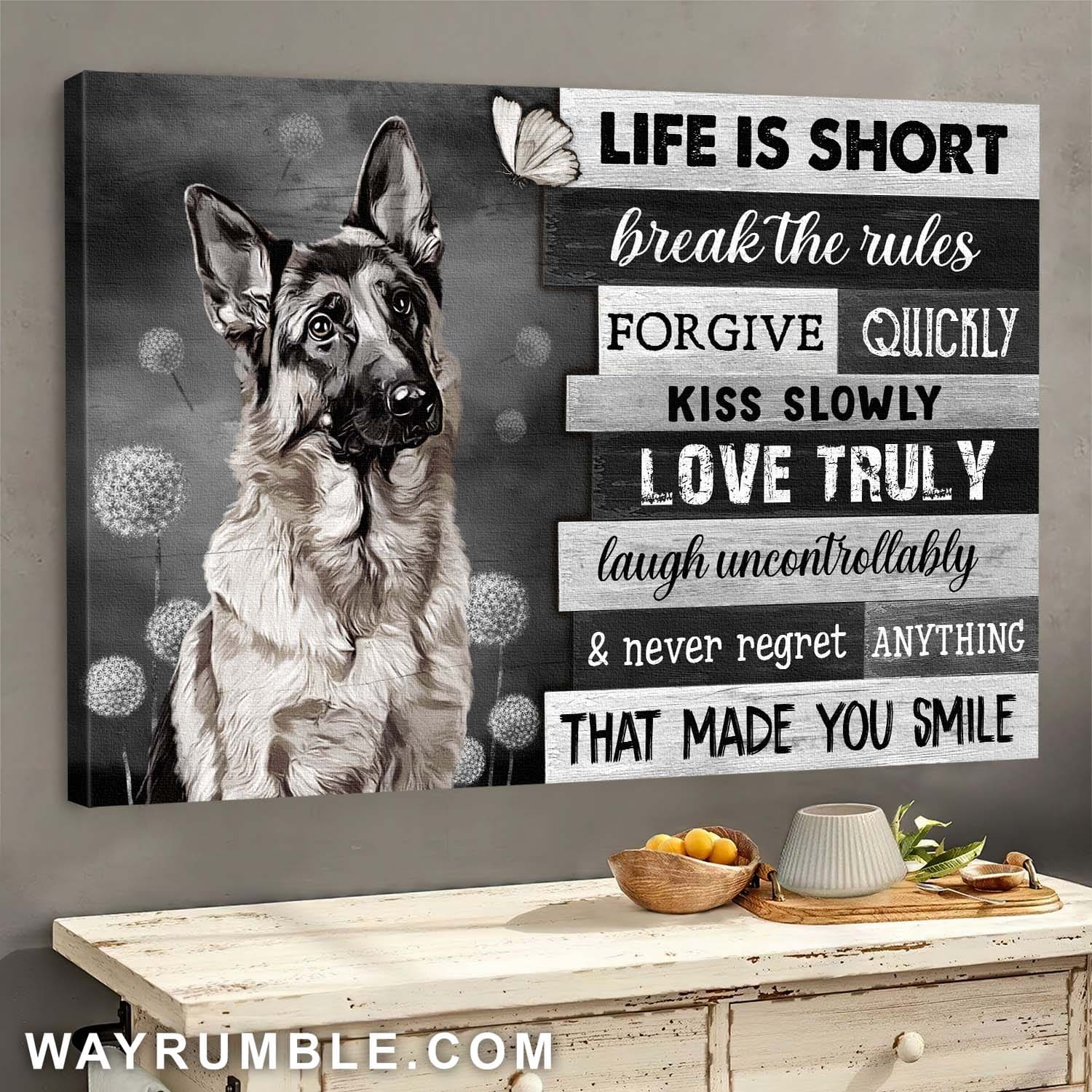 German Shepherd - Never regret anything that made you smile - Jesus Landscape Canvas Prints, Wall Art