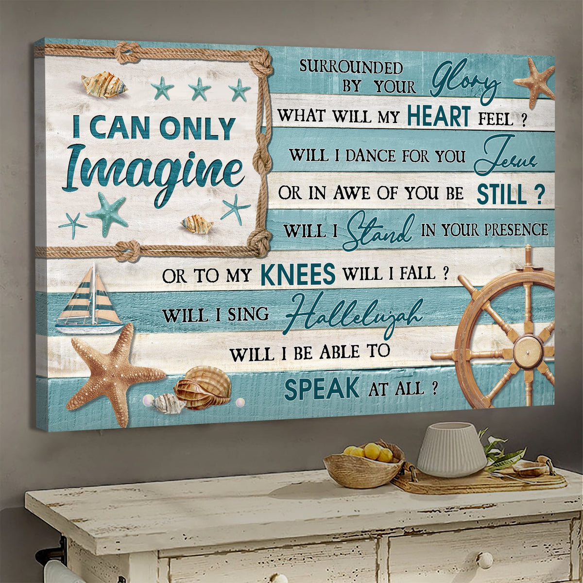 The seashells.  Ocean theme, I can only imagine - Jesus Landscape Canvas Prints, Wall Art