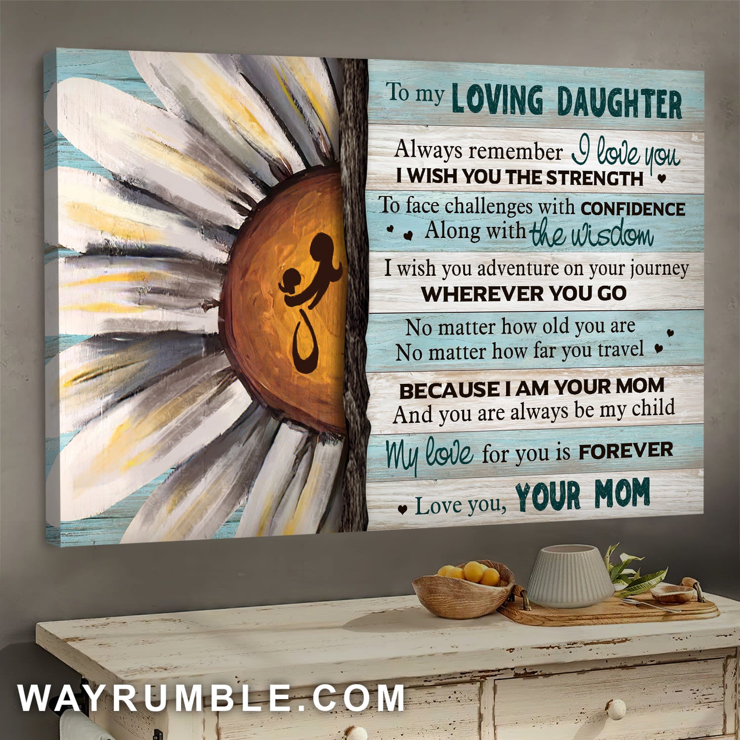Mom to daughter, Half of daisy, Music note - Family Landscape Canvas Prints, Wall Art