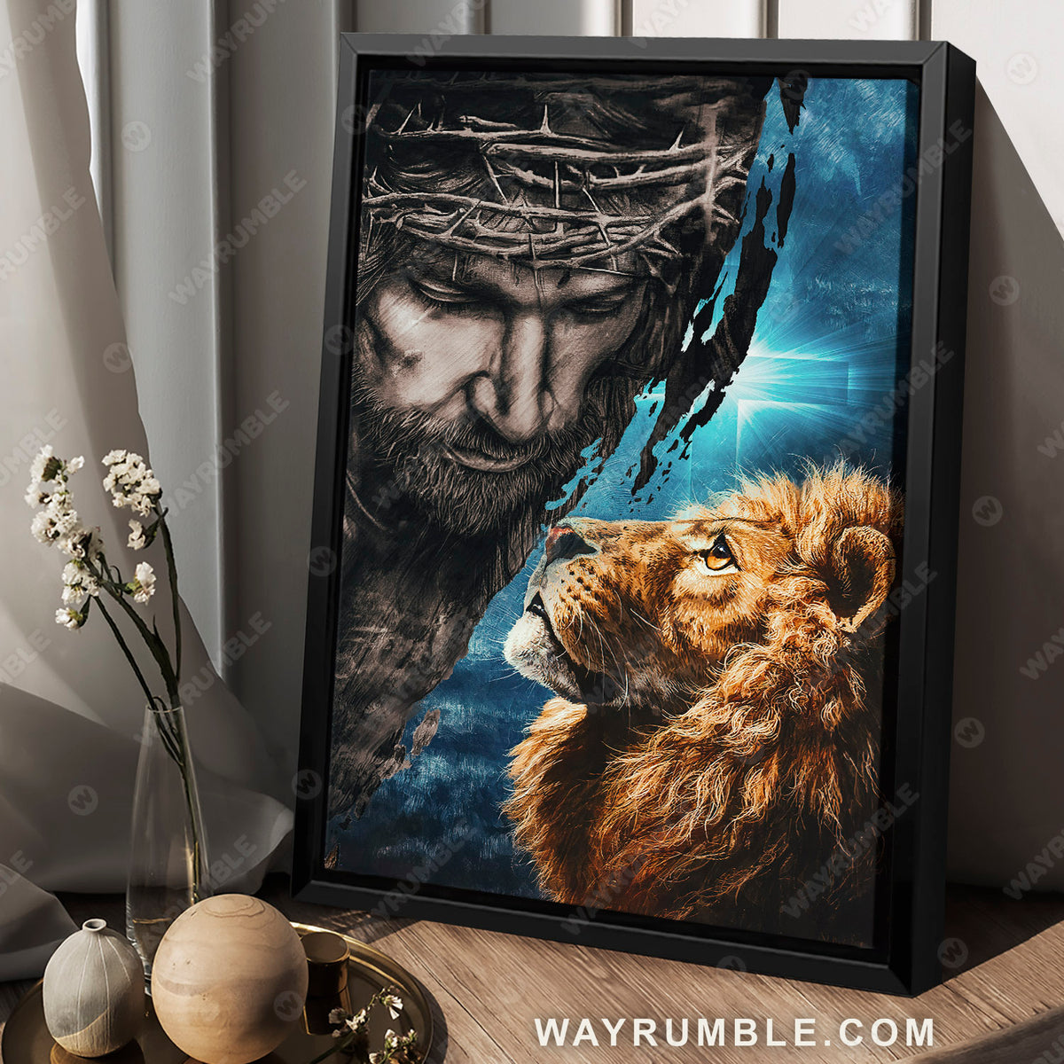 Jesus painting, Lion of Judah, Jesus is our savior - Jesus Portrait Canvas Prints, Christian Wall Art