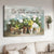White flower painting, Garden flower, Vintage painting, Be still and know that I am God - Jesus Landscape Canvas Prints, Christian Wall Art