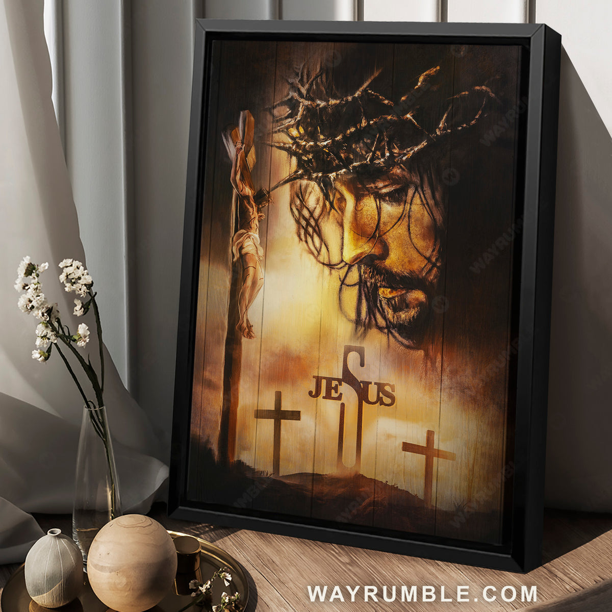 Jesus painting, The life of Jesus, Wooden crosses, Jesus - Jesus Portrait Canvas Prints, Christian Wall Art