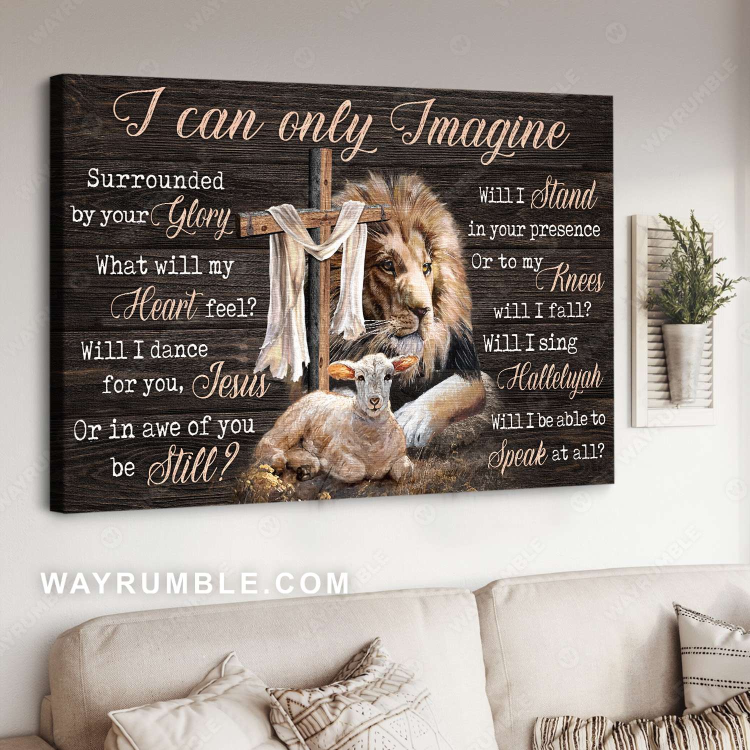 The Lion of Judah, The Lamb of God, Cross symbol, I can only imagine - Jesus Landscape Canvas Prints, Christian Wall Art 