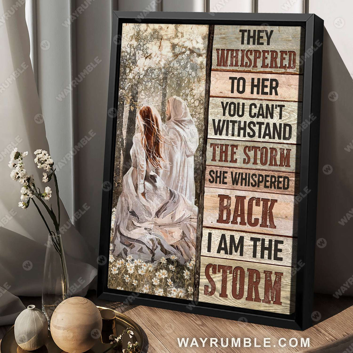 Jesus painting, Beautiful Girl, Flower field, Walking with Jesus, She is the storm - Jesus Portrait Canvas Prints, Christian Wall Art