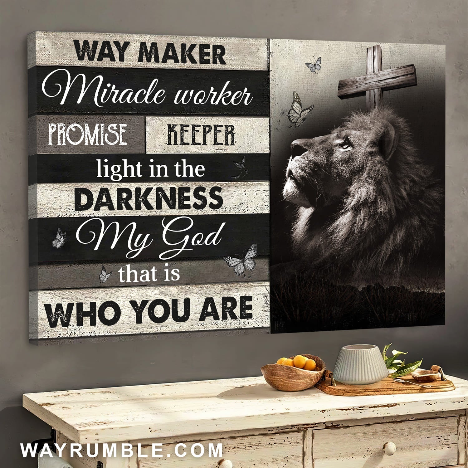 Lion of Judah painting, Wooden cross, Jesus is the light in the darkness - Jesus Landscape Canvas Prints, Wall Art