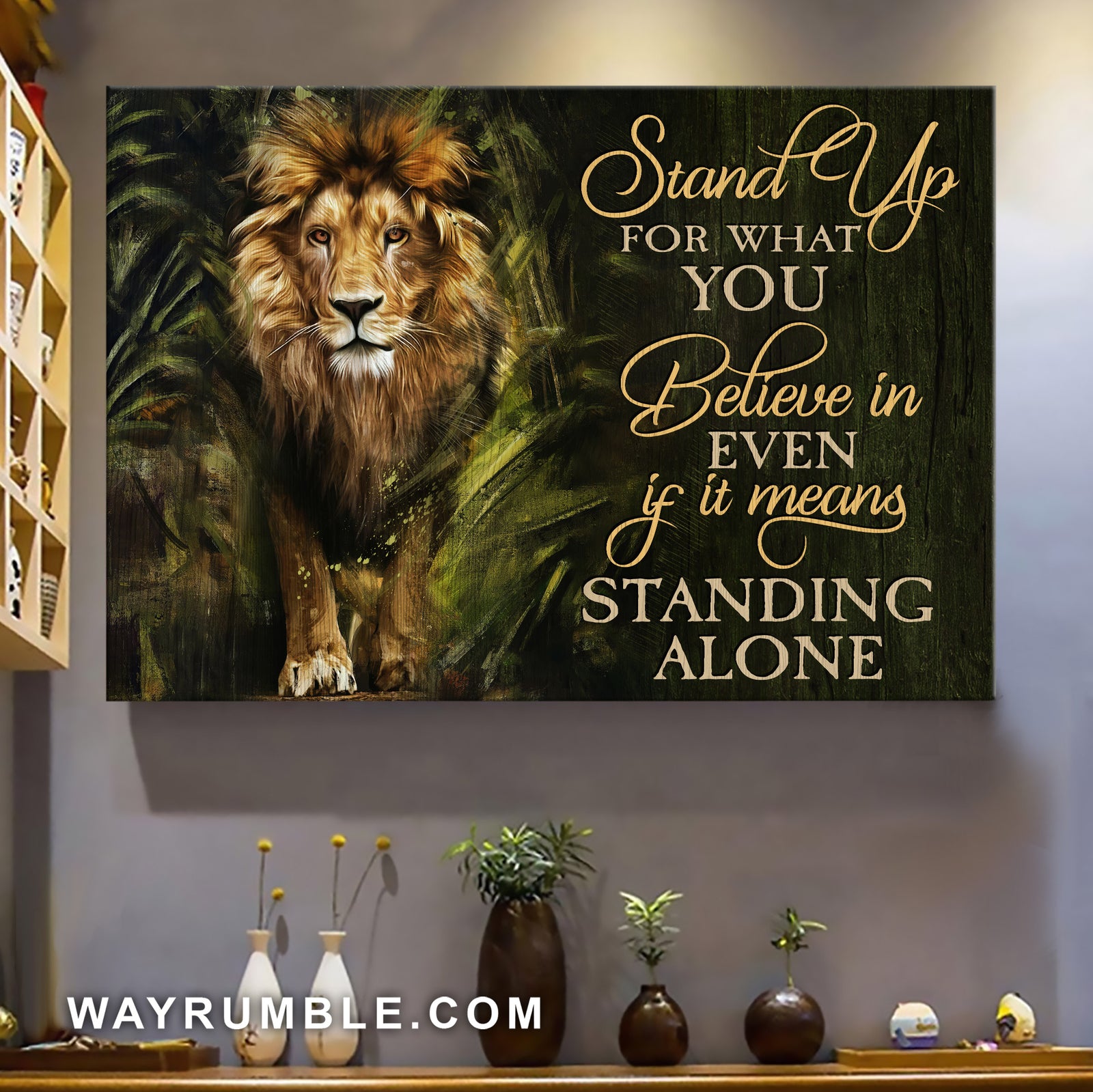 Awesome lion, Stand up for what you believe in - Jesus Landscape Canvas Prints, Wall Art