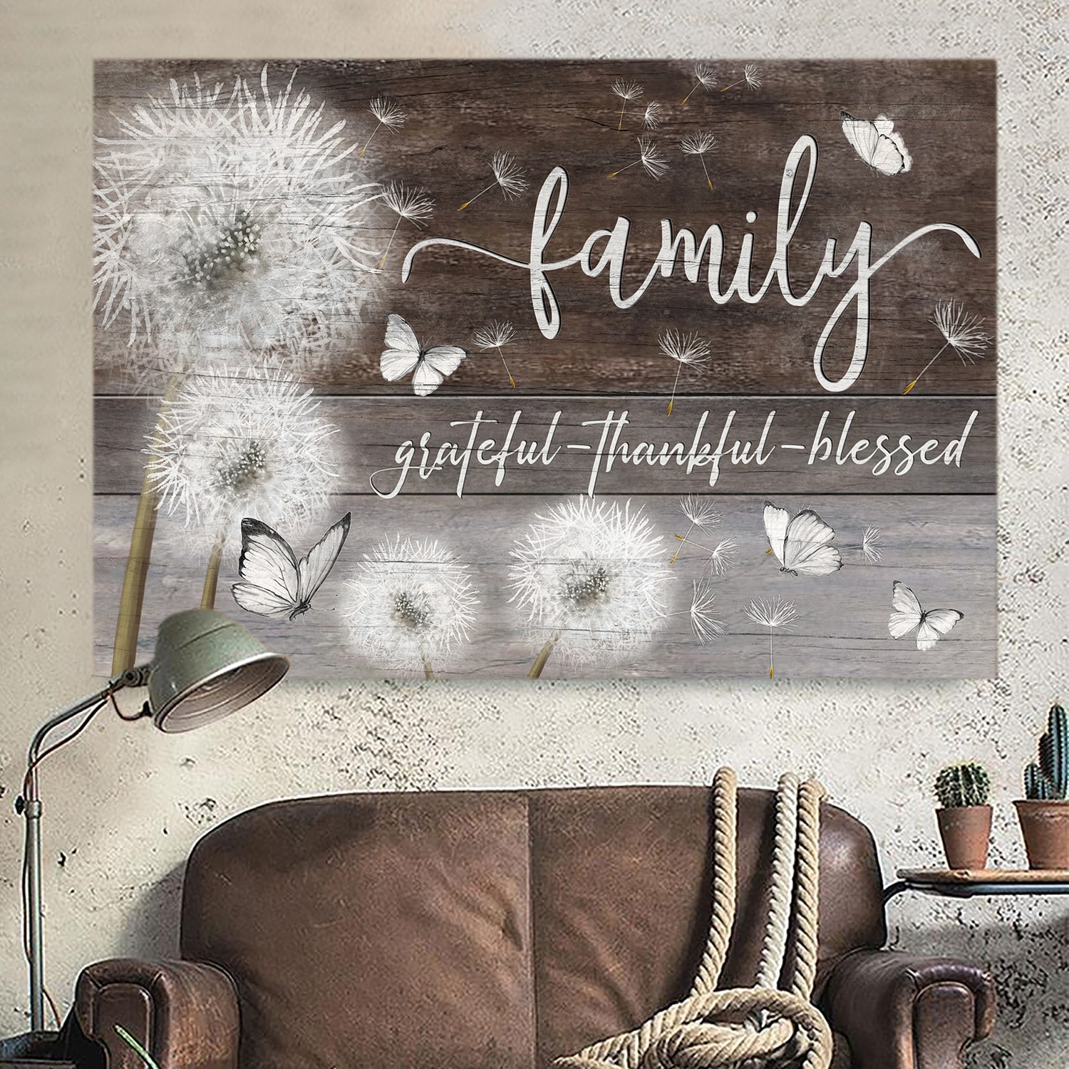 Dandelion, Butterfly, Family, Grateful Thankful Blessed - Jesus Landscape Canvas Prints, Wall Art