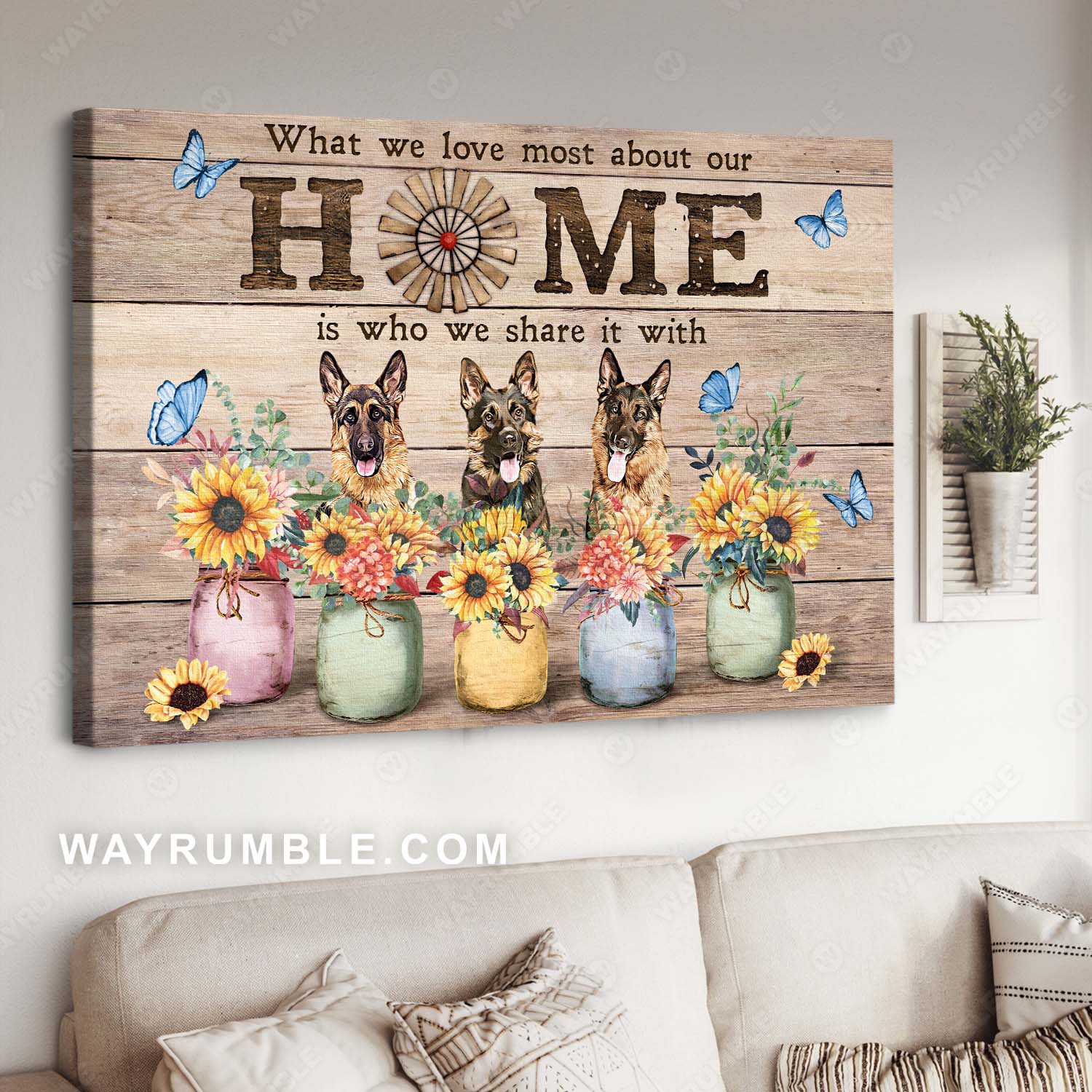 German Shepherd, Sunflower, The three brothers, What we love most about our home - Jesus Landscape Canvas Prints, Christian Wall Art