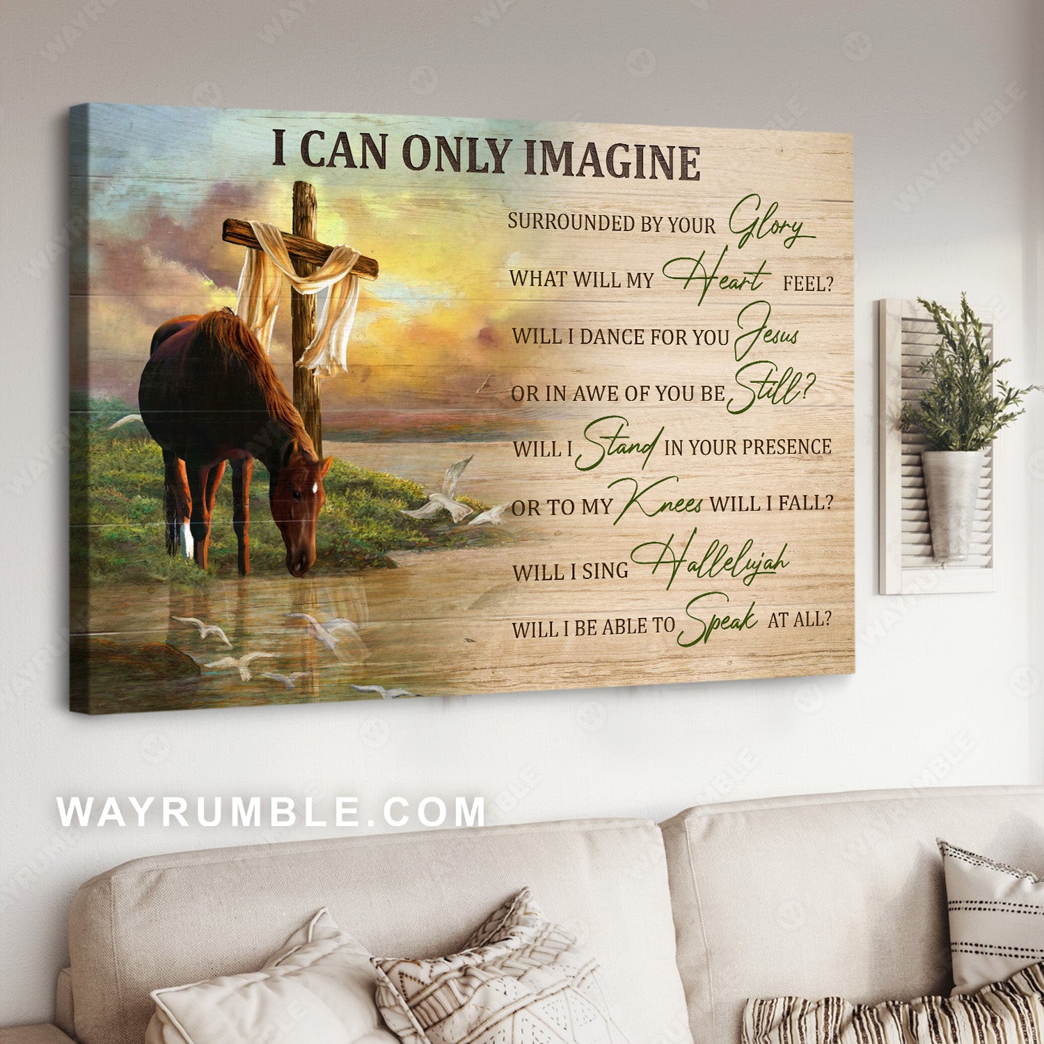 Horse painting, River landscape, Beautiful morning, I can only imagine - Jesus Landscape Canvas Prints, Christian Wall Art