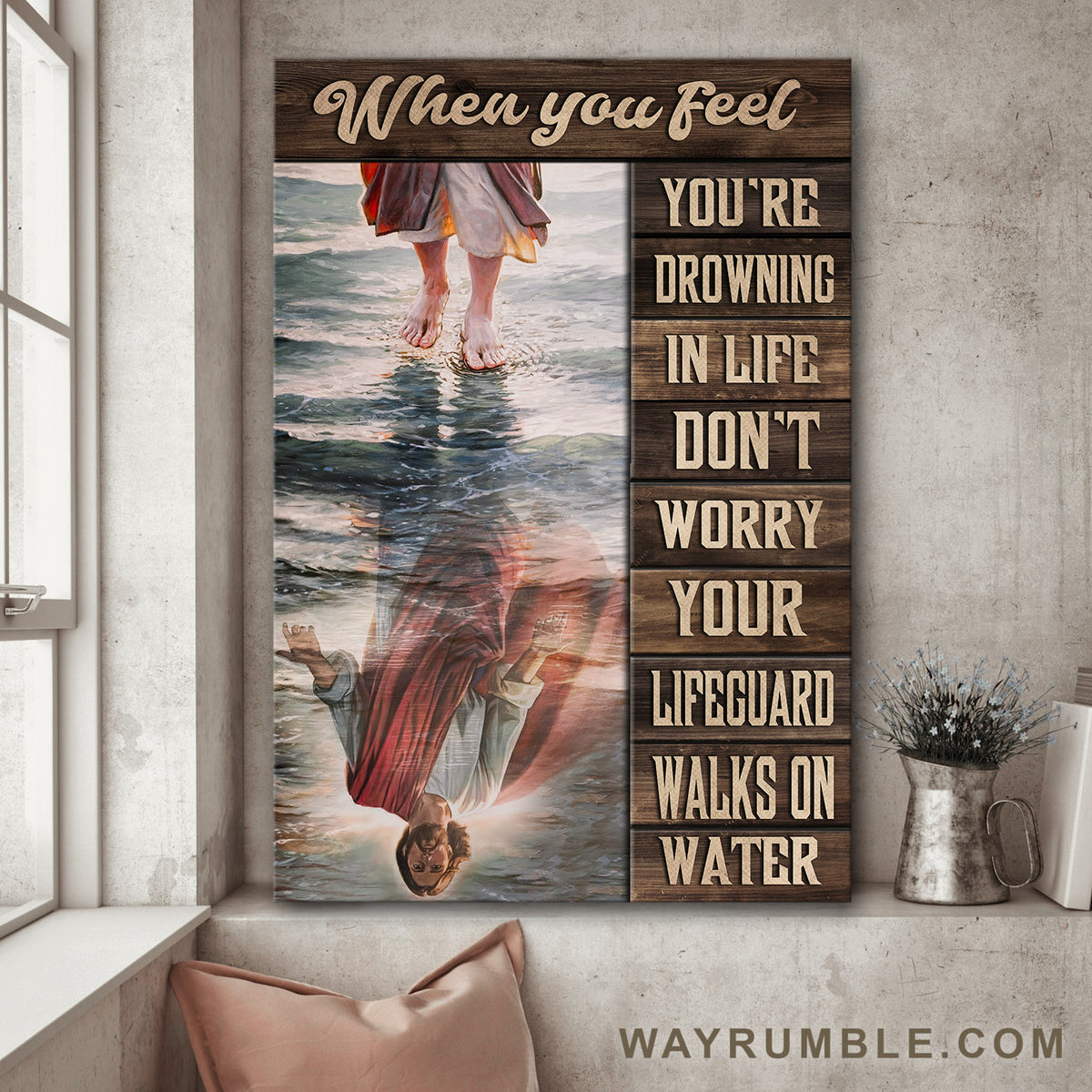 Jesus walks on water - Jesus Painting Portrait Canvas Prints, Wall Art