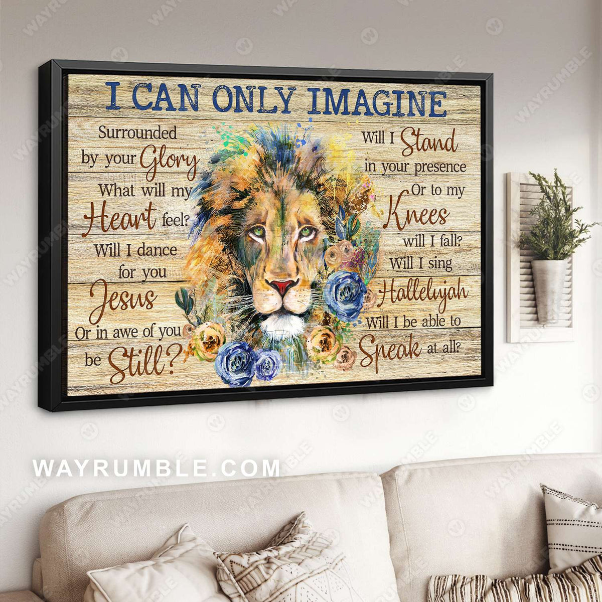 Lion painting, Blue and yellow rose, Flower painting, I can only imagine - Jesus Landscape Canvas Prints, Christian Wall Art