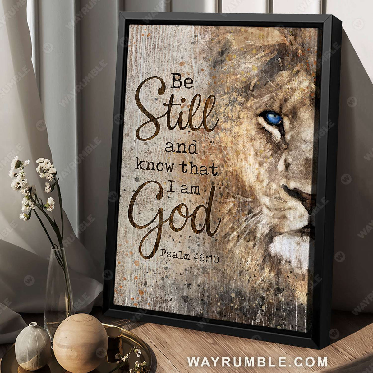 Lion painting, Lion of Judah, Old painting, Be still and know that I am God - Jesus Portrait Canvas Prints, Christian Wall Art