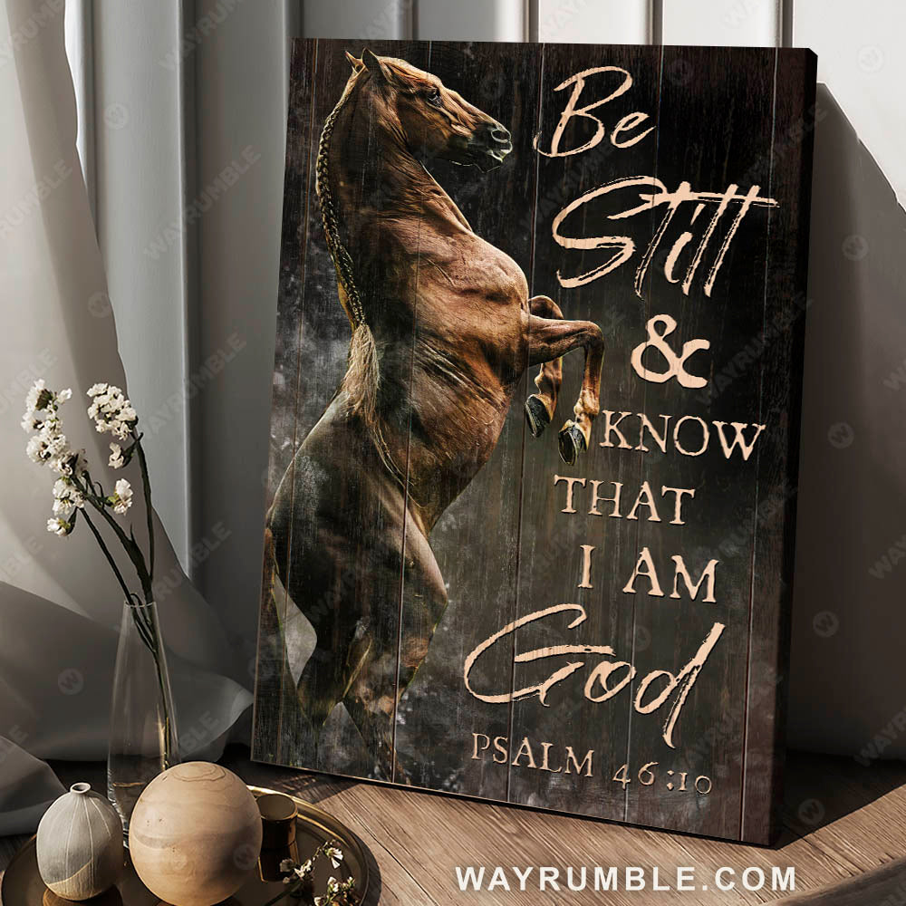 Wild horse painting, Be still and know that I am God - Jesus Portrait Canvas Prints, Christian Wall Art