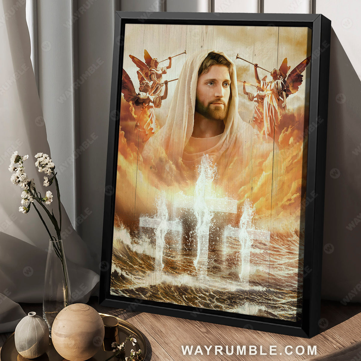 Jesus painting, Ocean painting, Jesus and the angels, He is our savior - Jesus Portrait Canvas Prints, Christian Wall Art