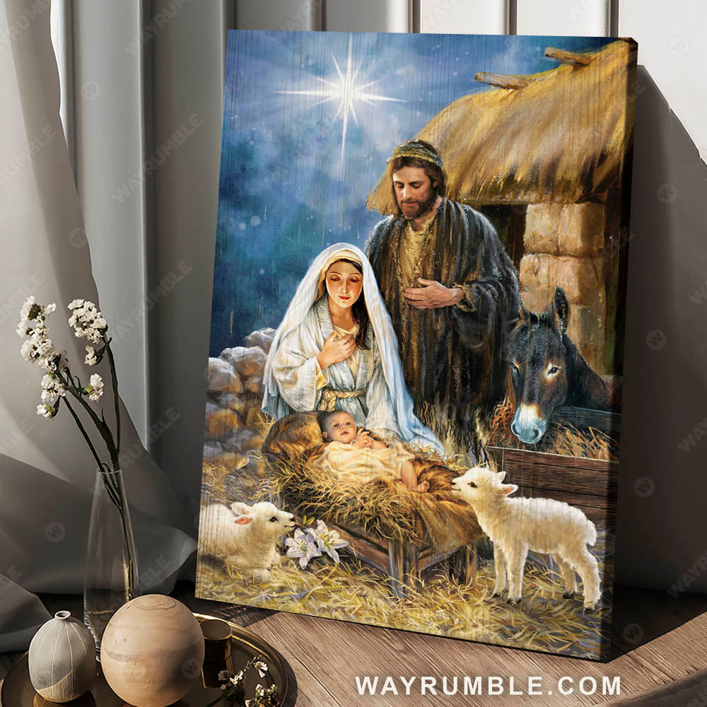 Jesus painting, Dear Maria, Baby was born in Christmas night - Jesus Portrait Canvas Prints, Wall Art