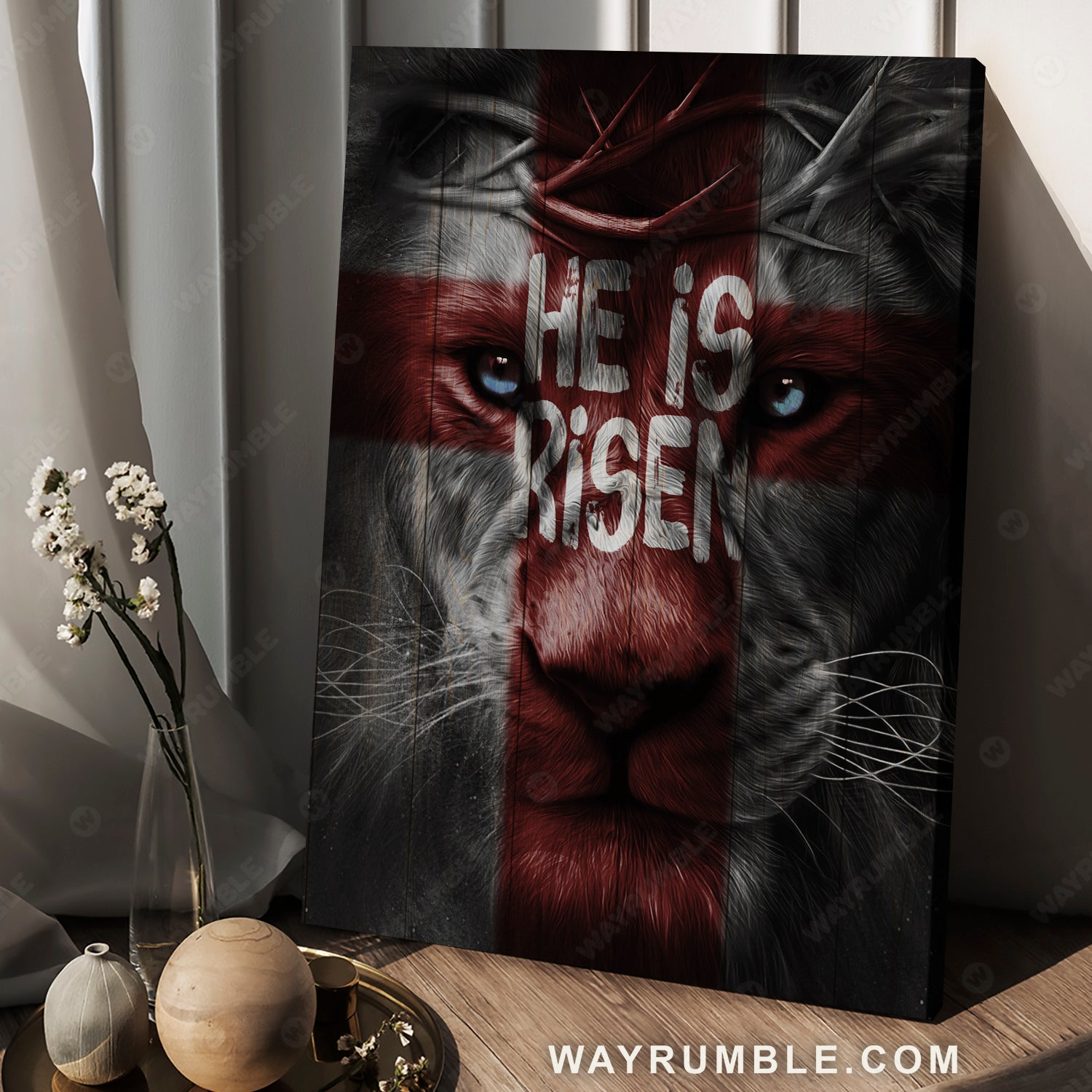 Lion of Judah, Black and white painting, He is risen, The Great Lion - Jesus Portrait Canvas Prints, Christian Wall Art