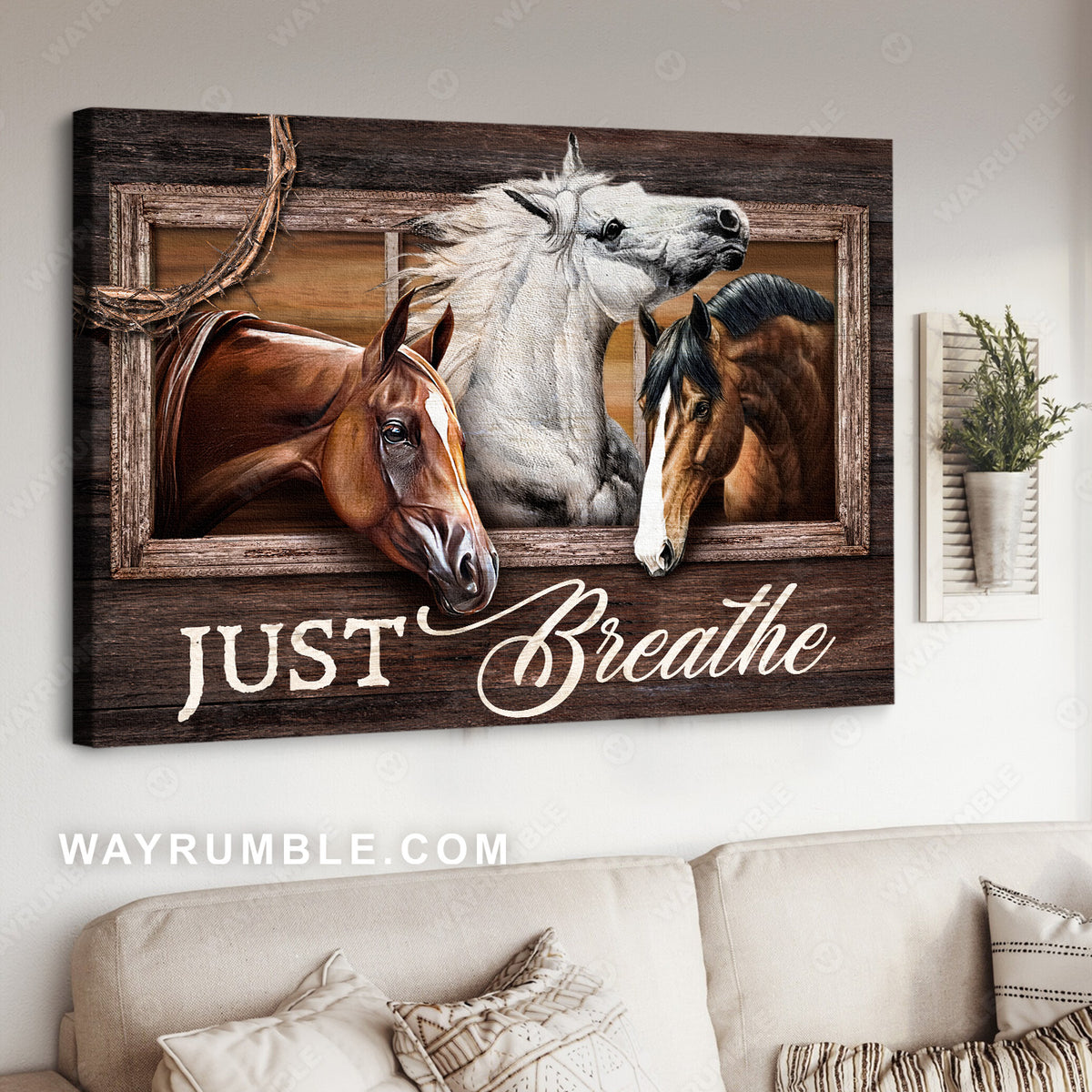 Horse painting, Three brothers, Just breathe - Jesus Landscape Canvas Prints, Christian Wall Art