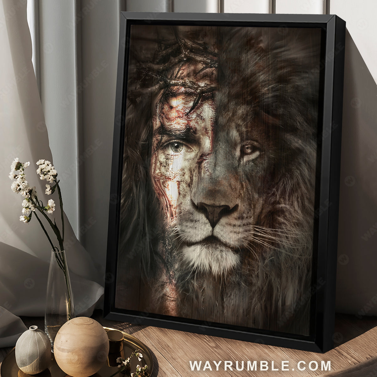 Jesus painting, The lion of Judah, The perfect combination - Jesus Portrait Canvas Prints, Wall Art