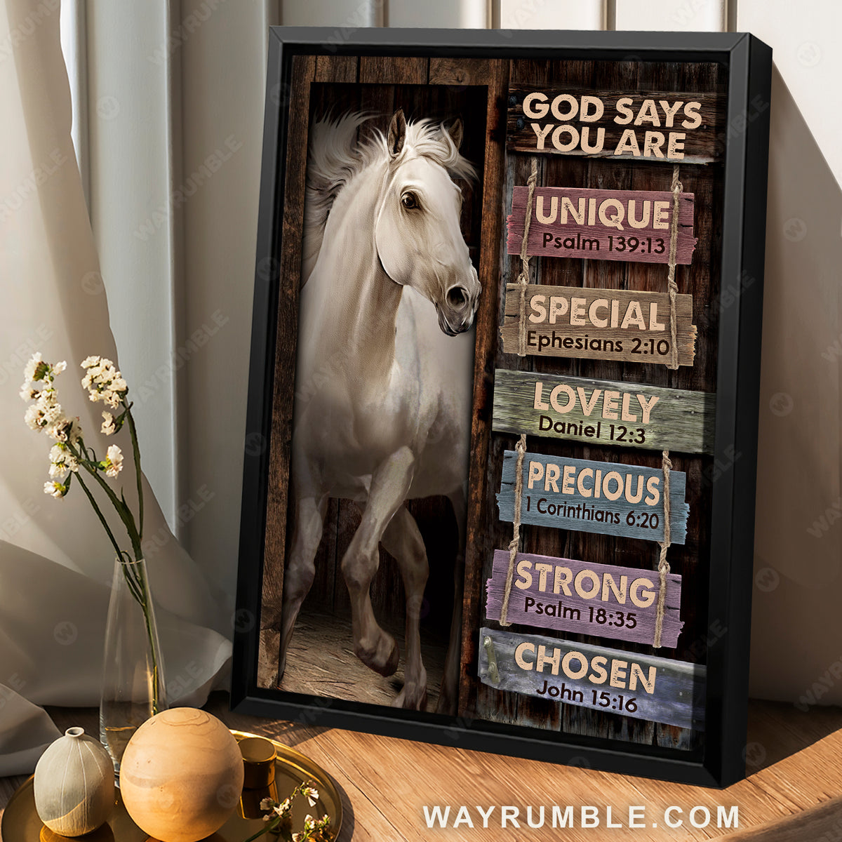 White horse, Animal painting, Jesus is Lord, God says you are - Jesus Portrait Canvas Prints, Christian Wall Art