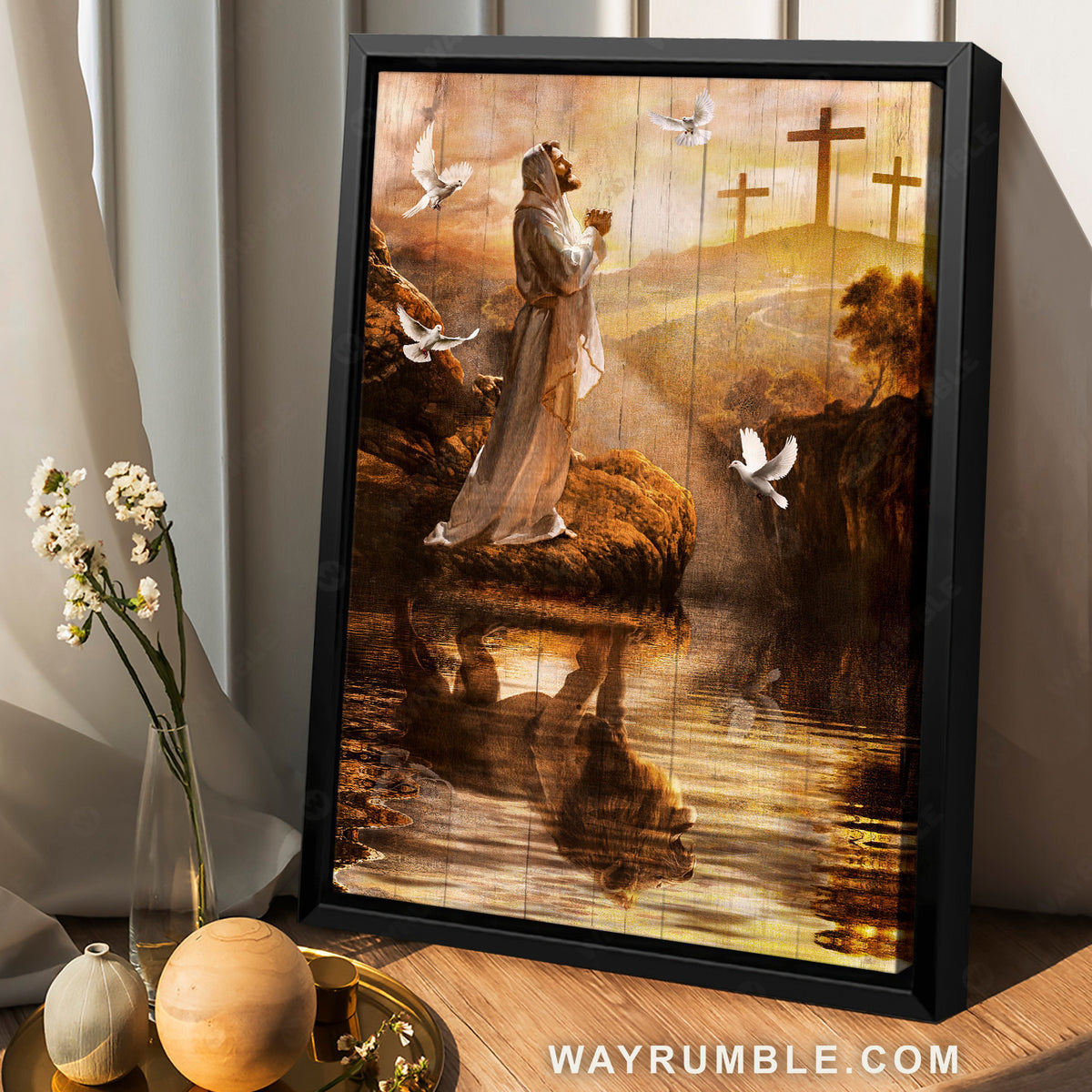 Pray for healing, Stunning countryside painting, White dove - Jesus Portrait Canvas Prints, Home Decor Wall Art