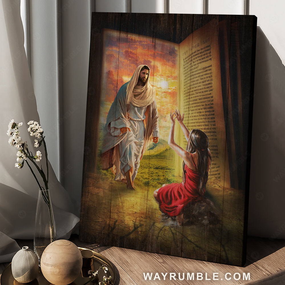 Walking with Jesus, Jesus calls, Pray for healing, Pretty sunset - Jesus Portrait Canvas Prints, Christian Wall Art