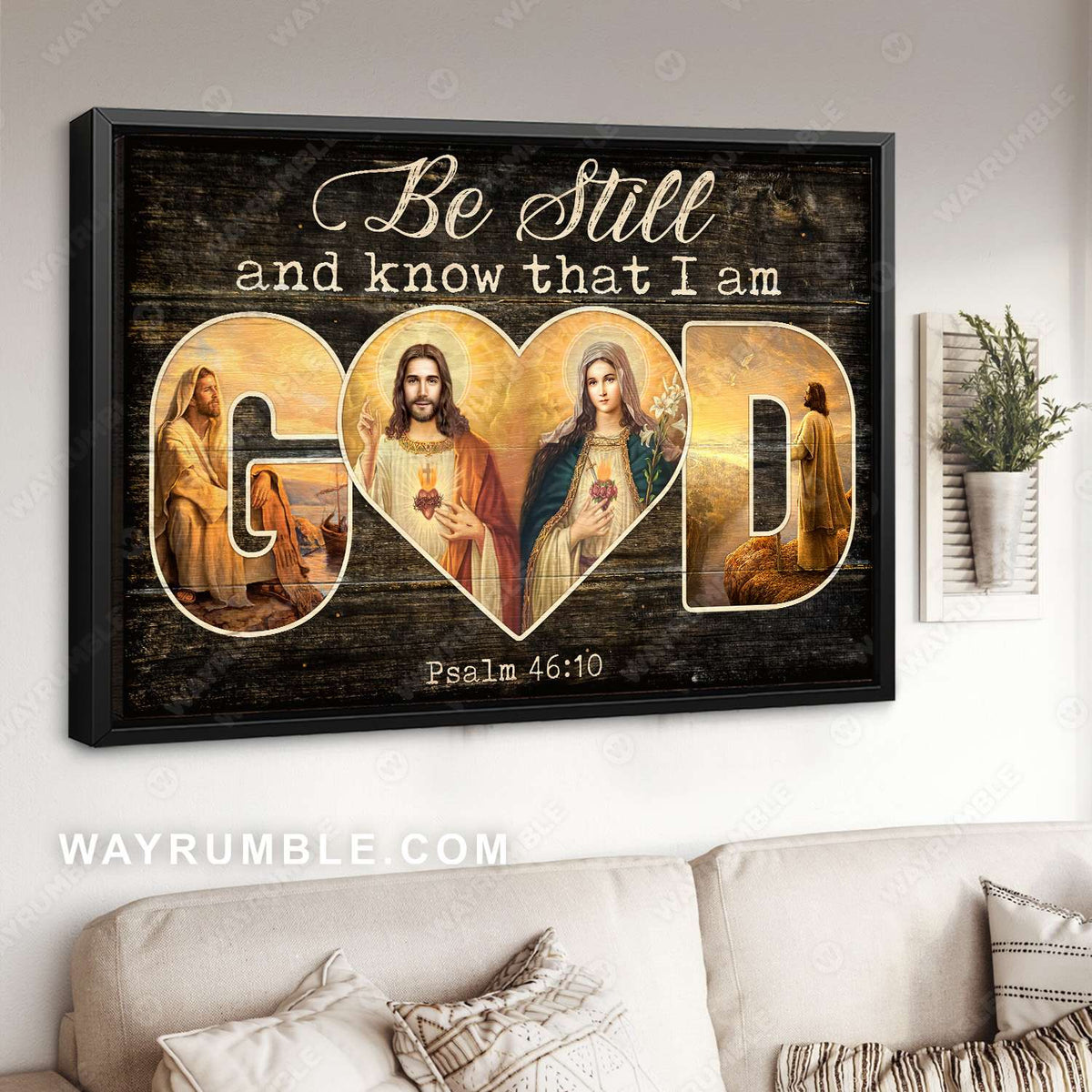 Maria mother of Jesus, Jesus Christ, Heart shape, Be still and know that I am God - Jesus Landscape Canvas Prints, Christian Wall Art