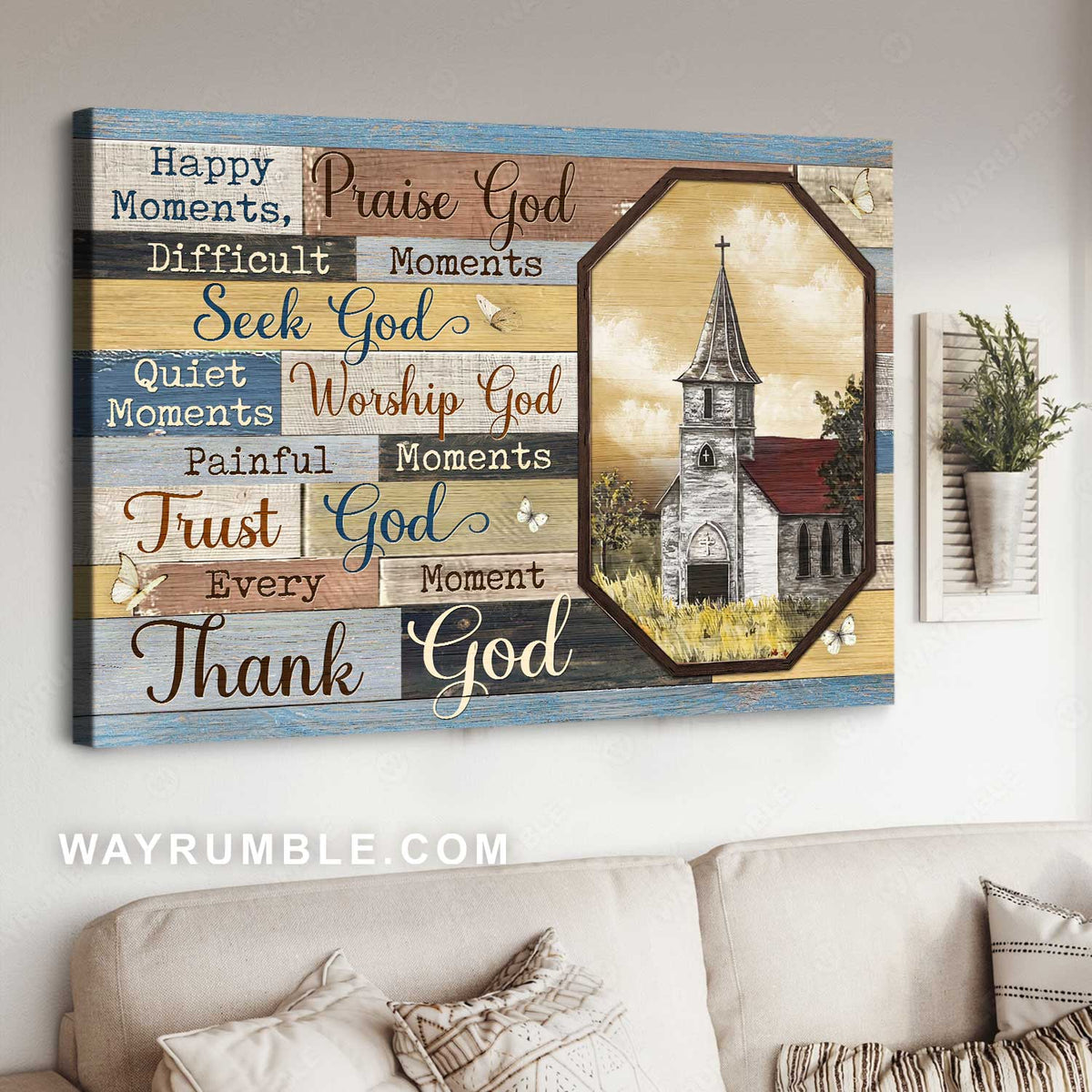Pretty window, Stunning church, Countryside, Every moment, Thank God - Jesus Landscape Canvas Prints, Home Decor Wall Art
