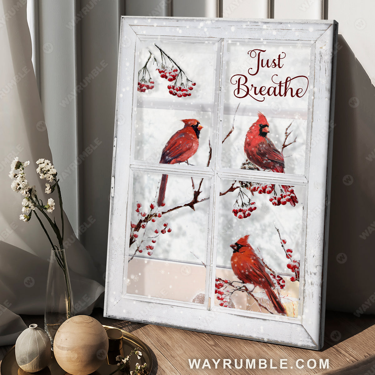 Frozen cranberry, White snow, Cardinal drawing, First day of winter, Just breathe - Jesus Portrait Canvas Prints, Wall Art