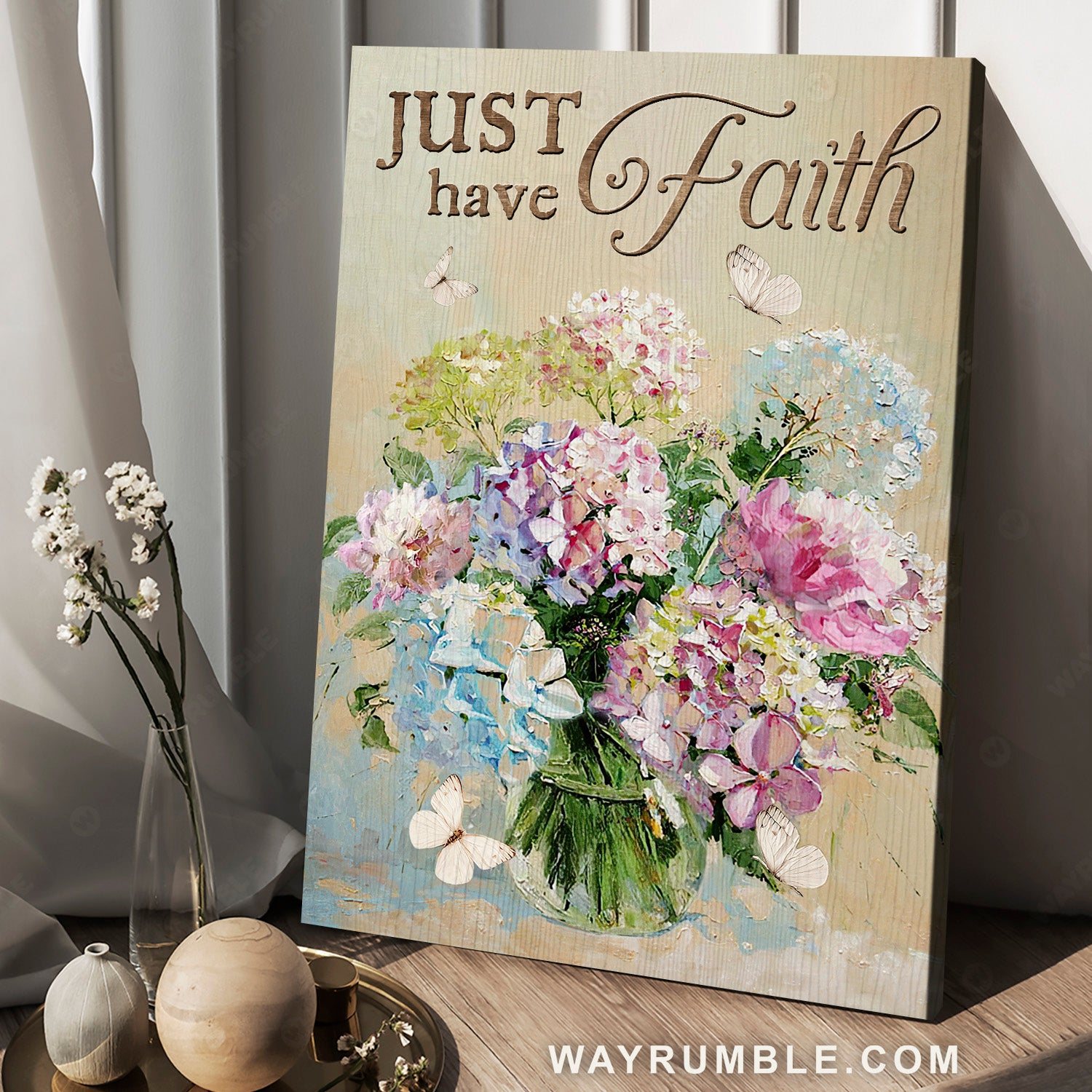 Pretty hydrangea, Watercolor flower, Lovely drawing, Just have faith - Jesus Portrait Canvas Prints, Home Decor Wall Art
