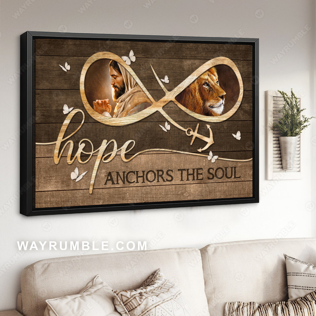 Infinity symbol, Pray for healing, Lion King, Hope anchors the soul - Jesus Landscape Canvas Prints, Christian Wall Art