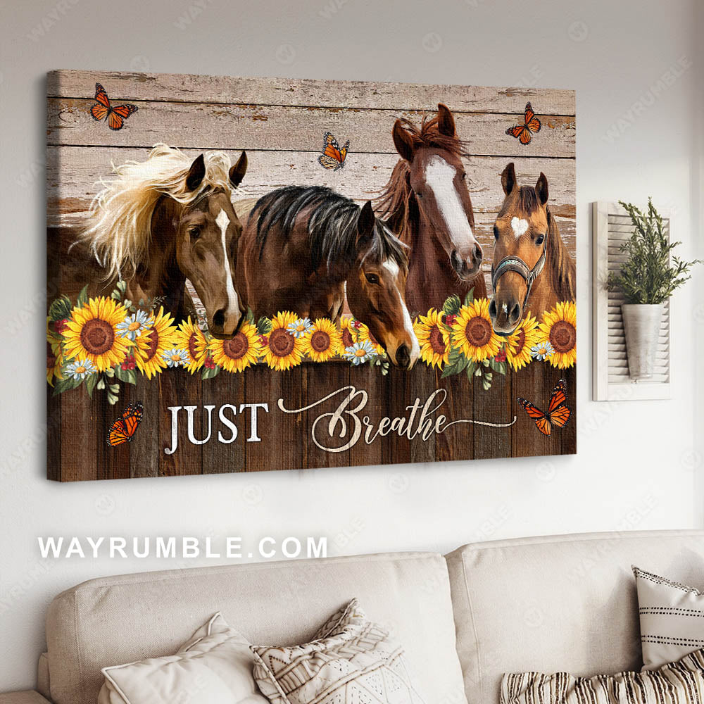 Horse painting, Sunflower, The beautiful horses, Just breathe - Jesus Landscape Canvas Prints, Christian Wall Art
