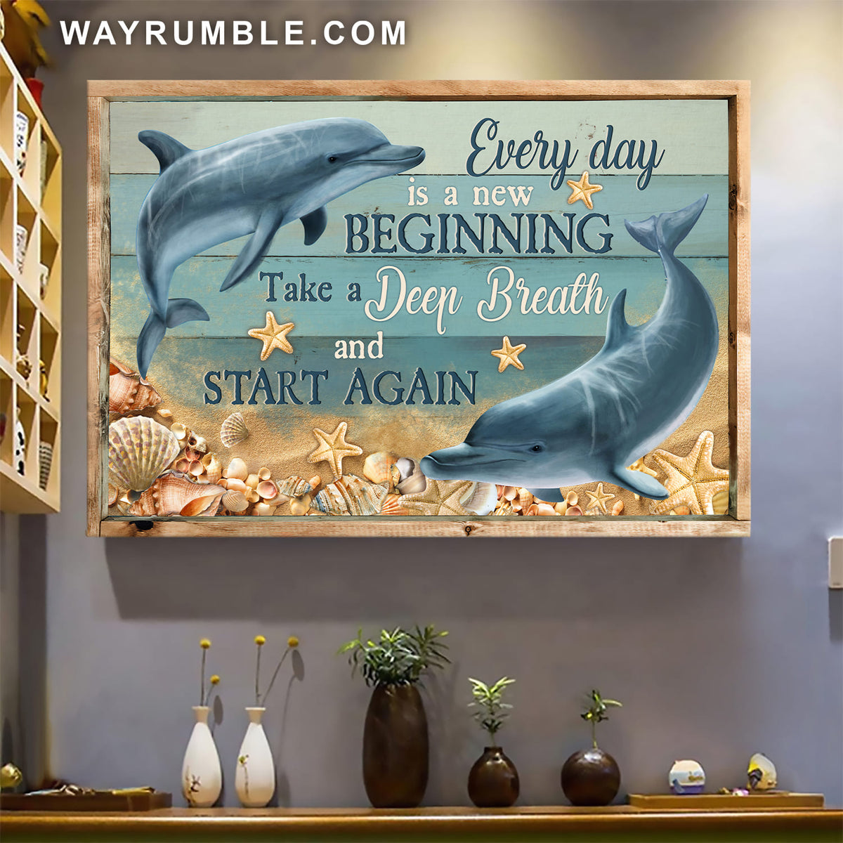 Dolphin Couple. Under the ocean, Seashell, Everyday is a new beginning - Jesus Landscape Canvas Prints, Wall Art