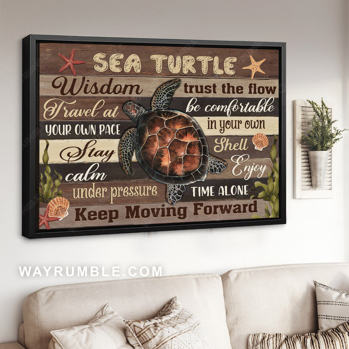 Sea turtle, Sea weed, Starfish, Keep moving forward - Jesus Landscape Canvas Prints, Christian Wall Art