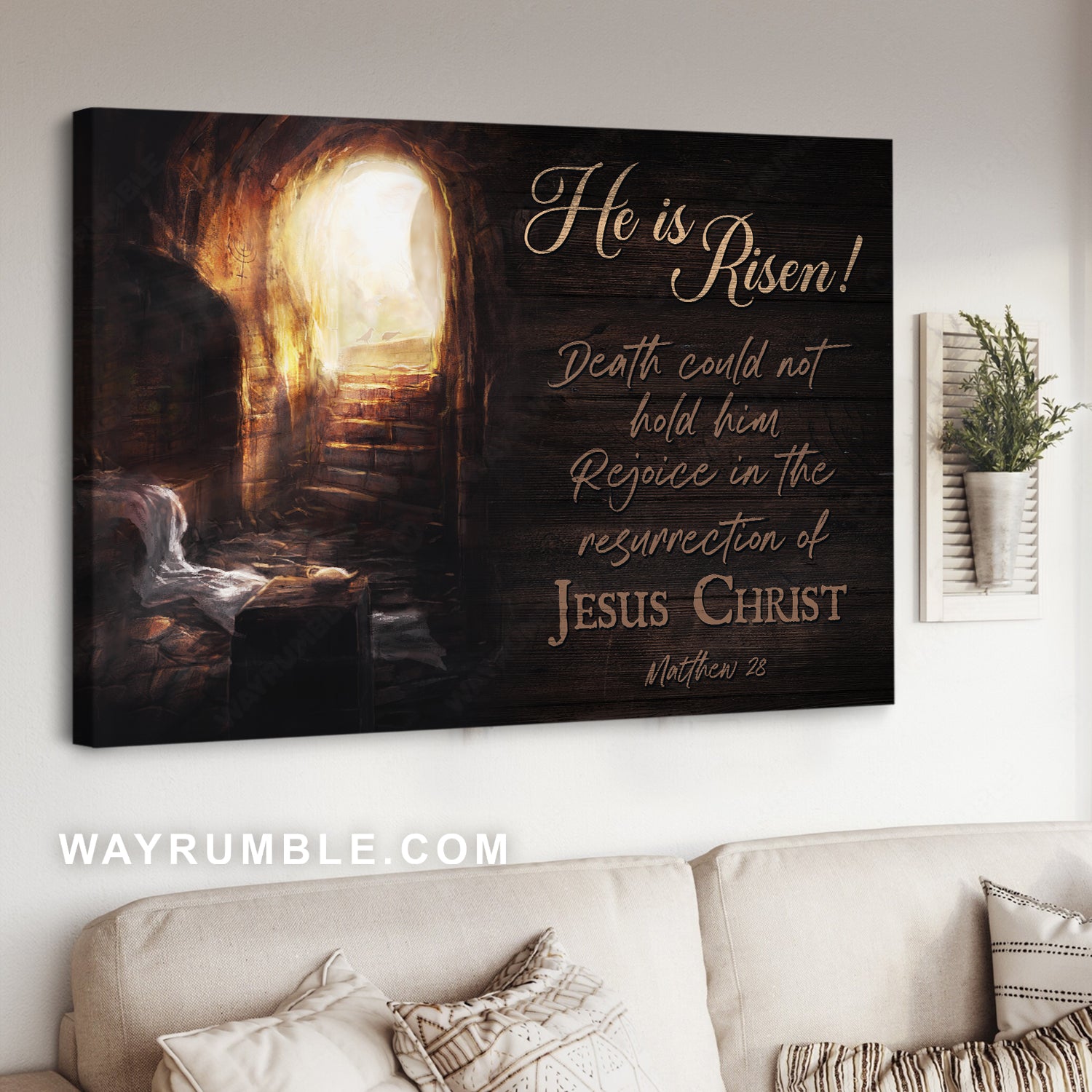 Beautiful cave, Jesus painting, He is risen - Jesus Landscape Canvas Prints, Christian Wall Art