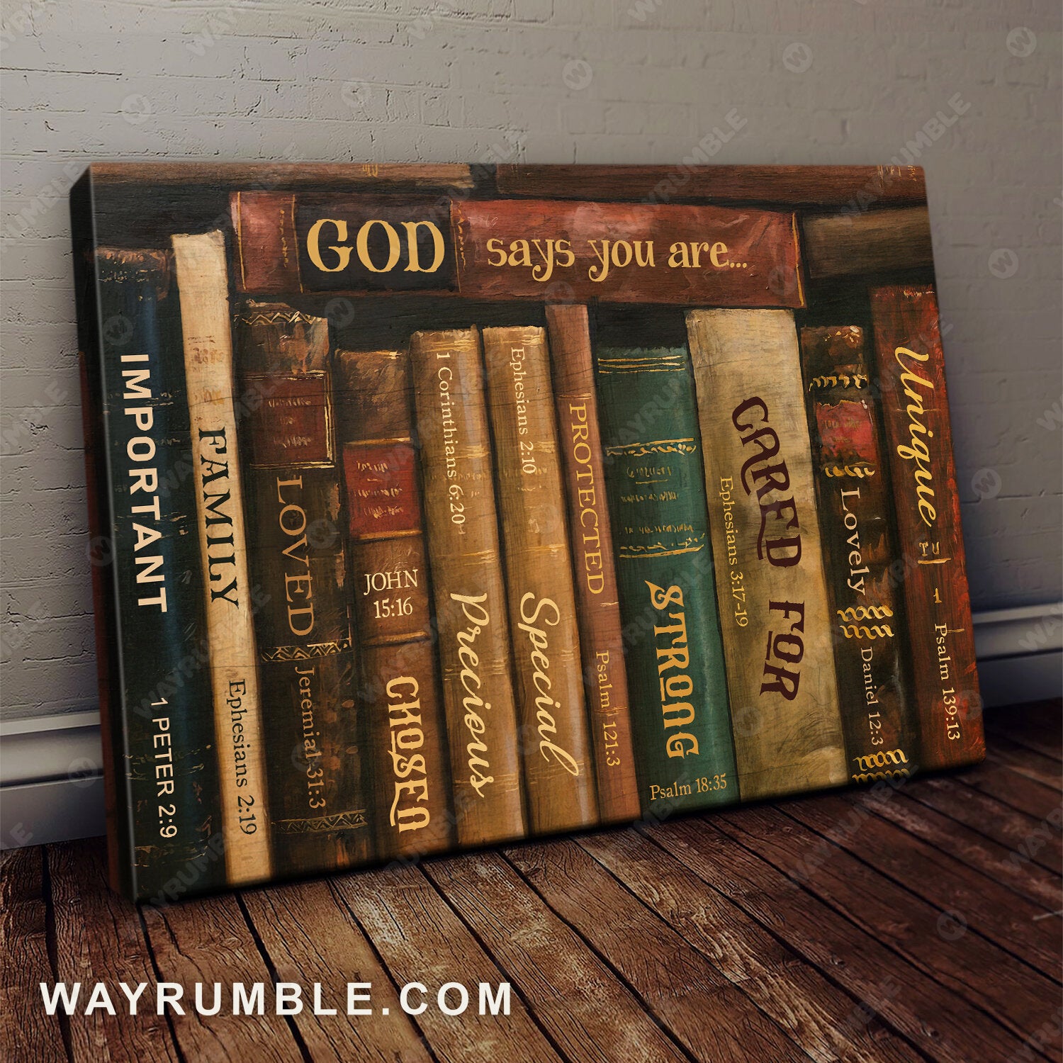 Old books, Library drawing, Gifts for book lovers, God says you are unique - Jesus Landscape Canvas Prints, Wall Art