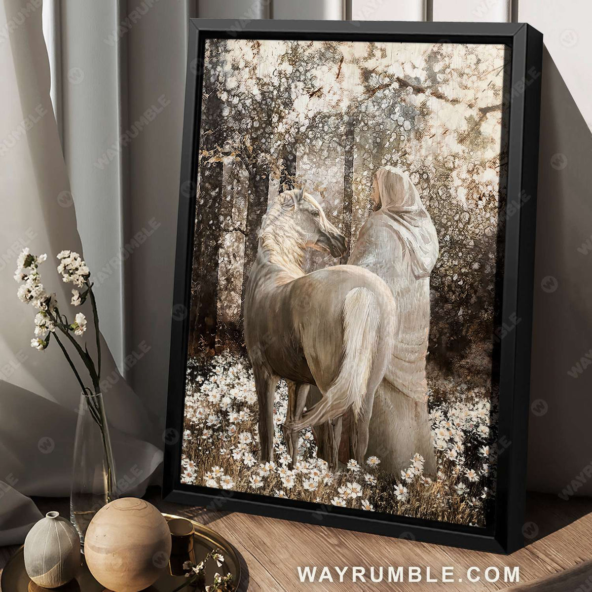 Jesus painting, Horse drawing, Walking with Jesus, Into the forest - Jesus Portrait Canvas Prints, Christian Wall Art