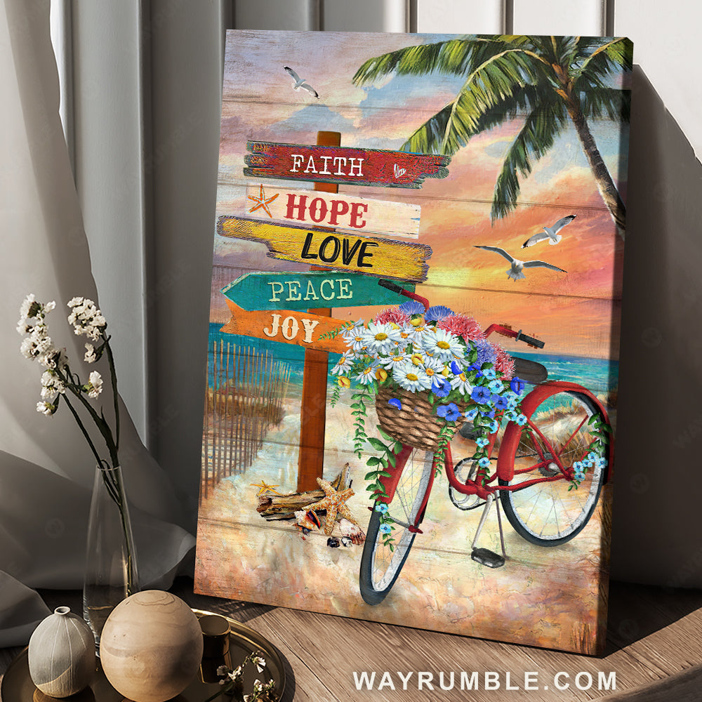 Summer drawing, Flower vase, Colorful sunset, Faith, Hope, Love - Jesus Portrait Canvas Prints, Christian Wall Art
