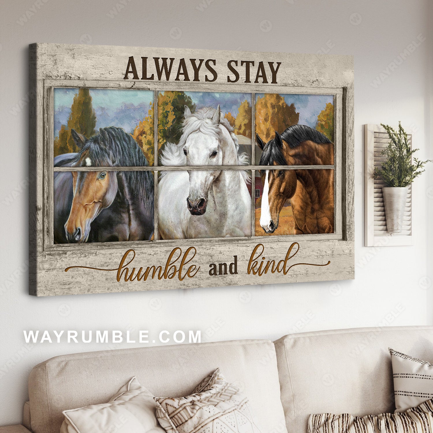 Beautiful farm, Watercolor horse, Always stay humble and kind - Jesus Landscape Canvas Prints, Home Decor Wall Art
