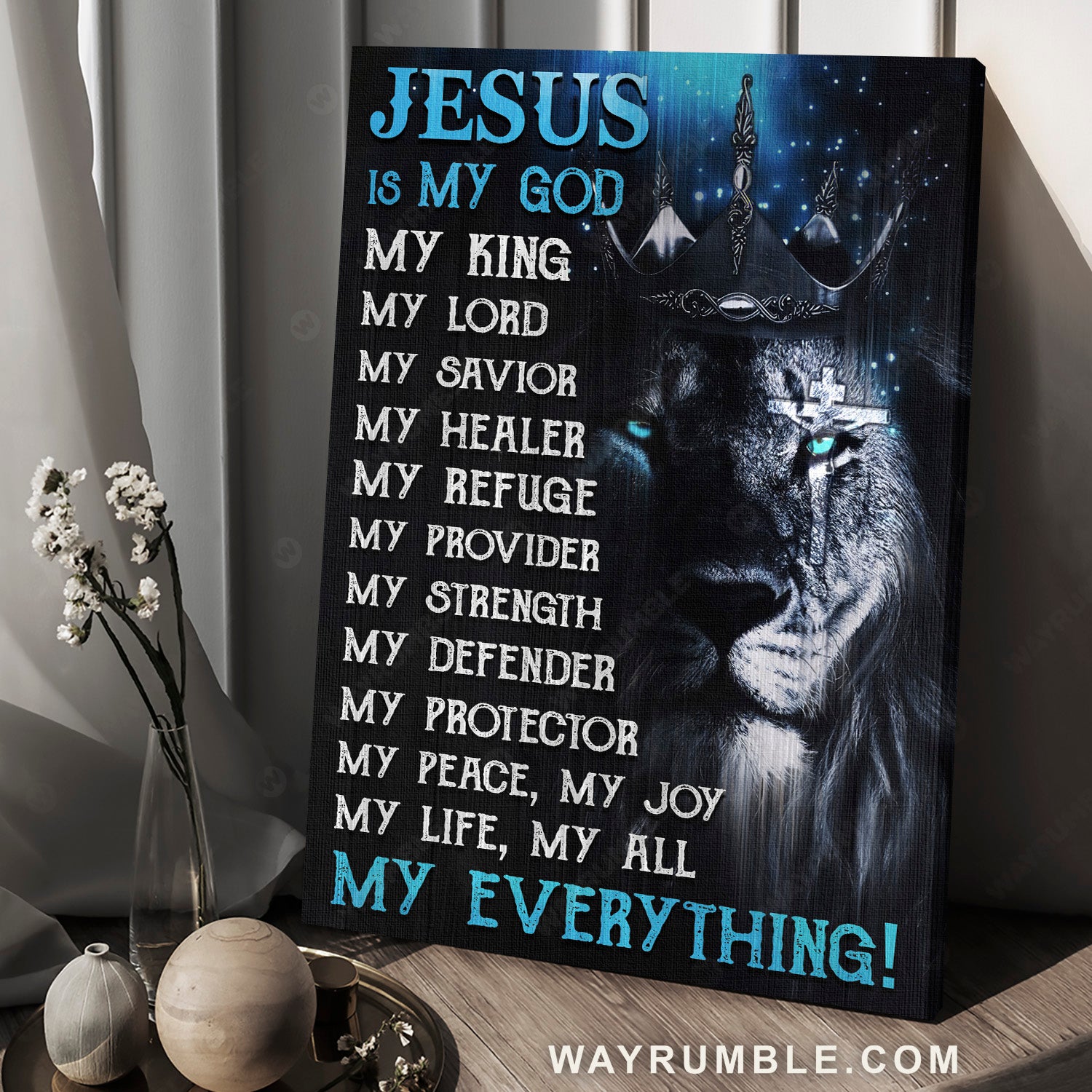 Lion of Judah, Lion king, Jesus cross, Jesus is my God - Jesus Portrait Canvas Prints, Christian Wall Art