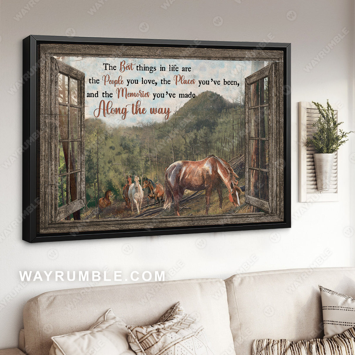 Green mountain, Horse drawing, The best things in life - Jesus Landscape Canvas Prints, Christian Wall Art