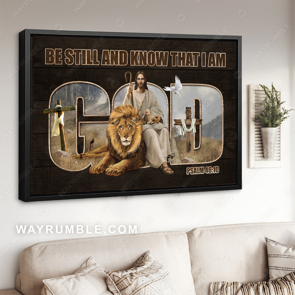 Jesus is coming, Stunning lion, White dove, Be still and know that I am God - Jesus Landscape Canvas Prints, Home Decor Wall Art