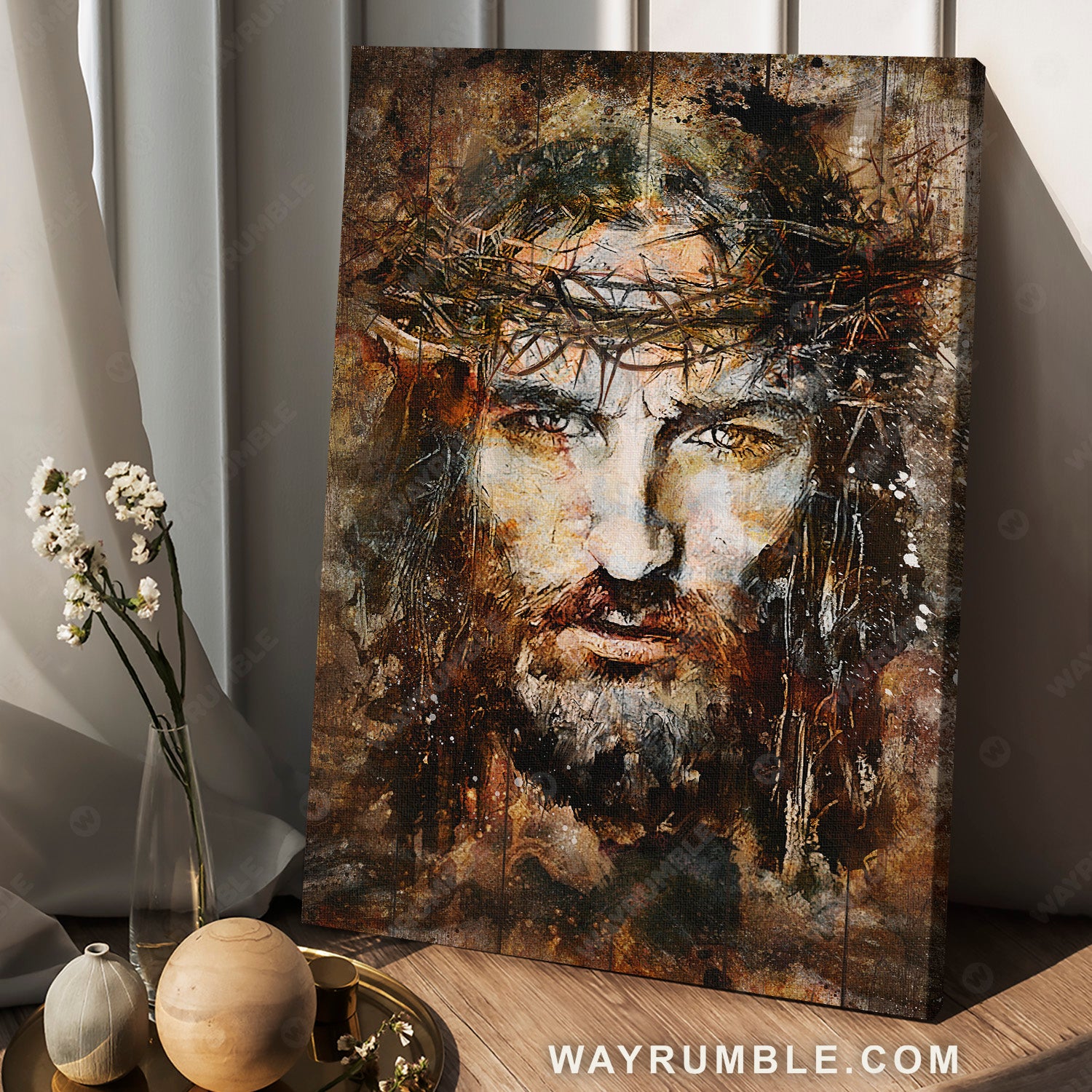 Jesus painting, Crown of thorns, Jesus face - Jesus Portrait Canvas Prints, Christian Wall Art