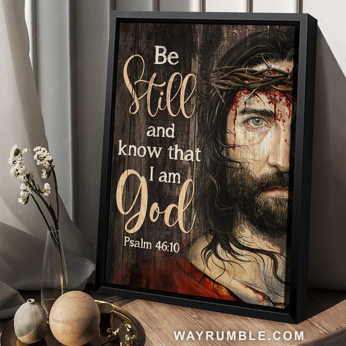 Amazing Jesus painting, Crown of thorn drawing, Be still and know that I am God - Jesus Portrait Canvas Prints, Christian Wall Art