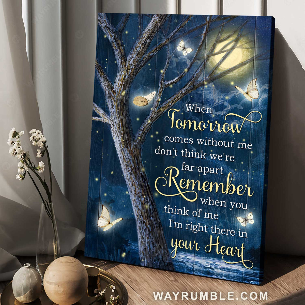 Amazing night, White butterfly, Full moon, When tomorrow comes - Heaven Portrait Canvas Prints, Wall Art