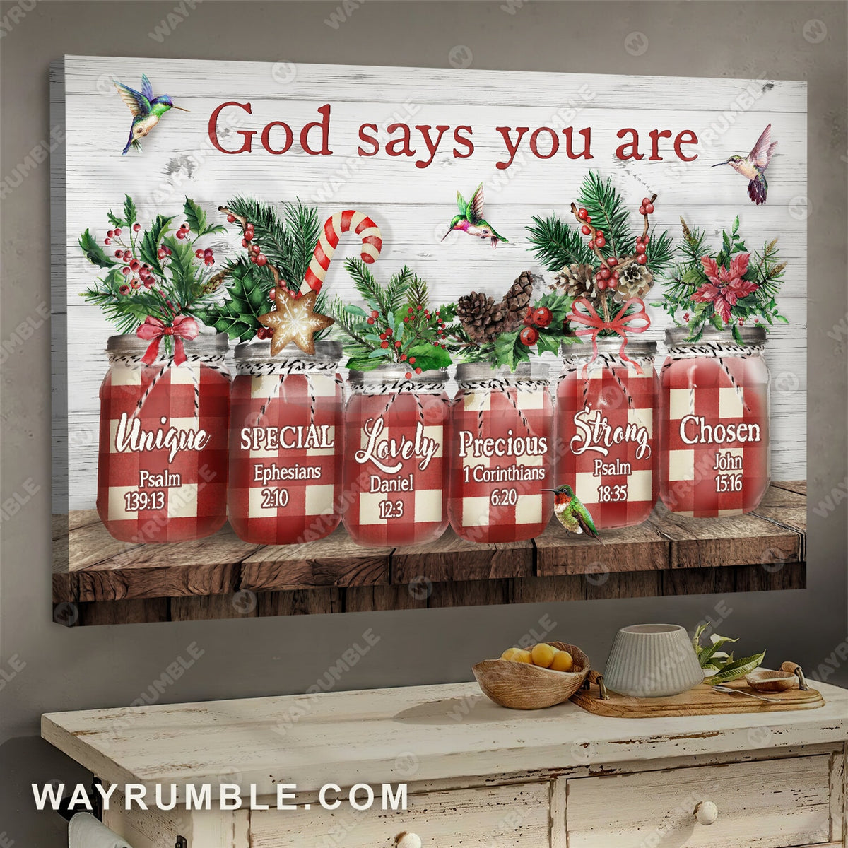 Christmas painting, Flower decoration, God says you are unique - Jesus Landscape Canvas Prints, Wall Art