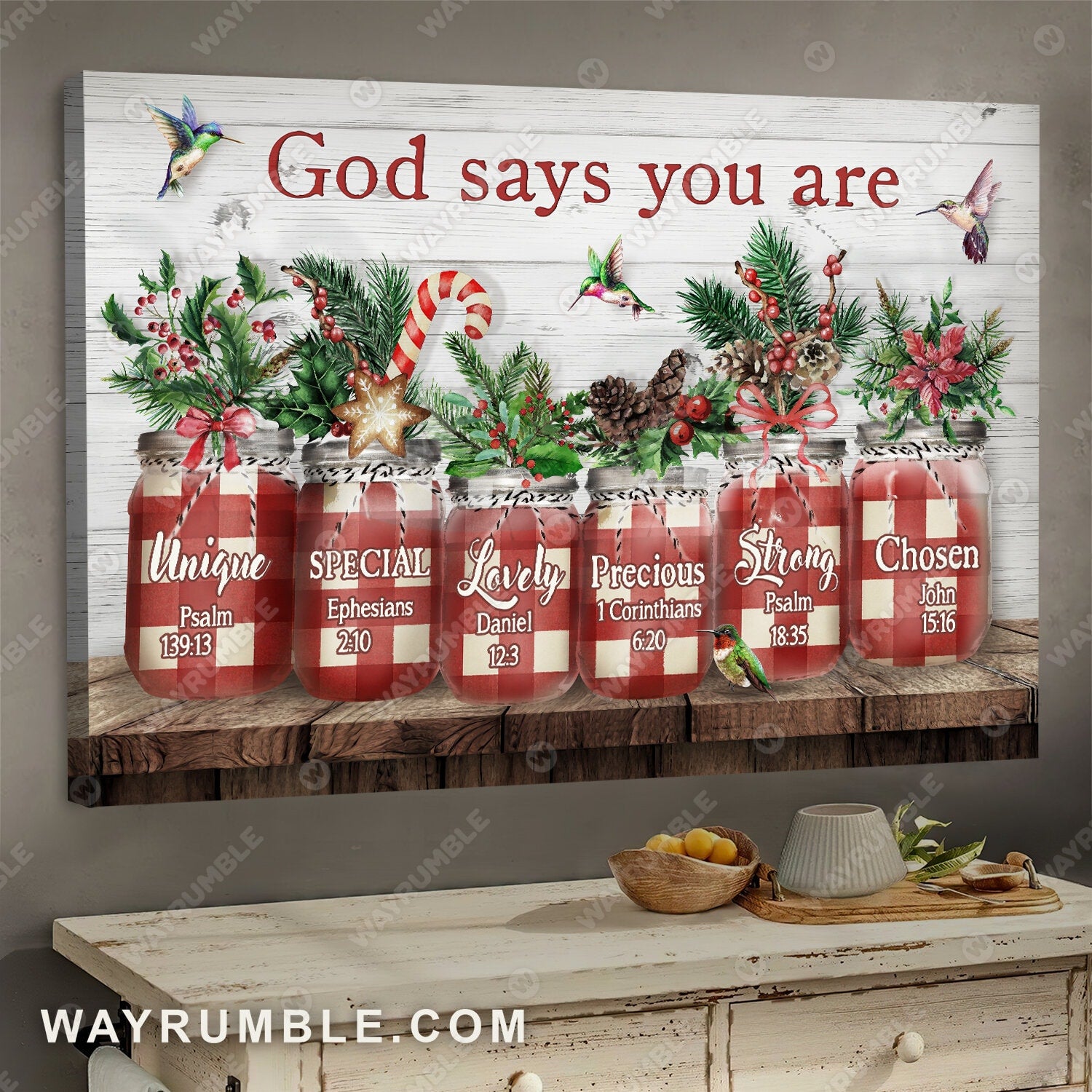 Christmas painting, Flower decoration, God says you are unique - Jesus Landscape Canvas Prints, Wall Art